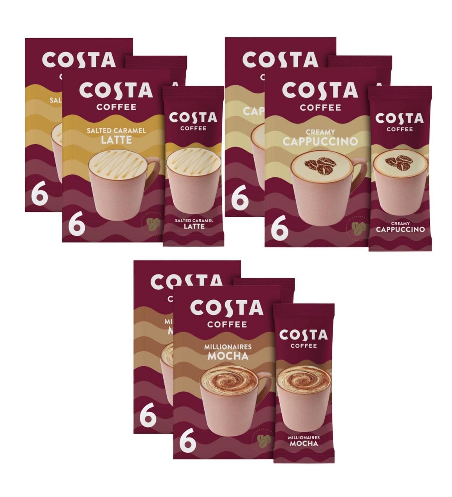 FEZ KEKE VEGETARIAN COSTA COFFEE MIX - 6 PACKS (2x Salted Caramel 2x Creamy Cappucino 2x Millionaires Mocha) - Buy Online on GoSupps.com