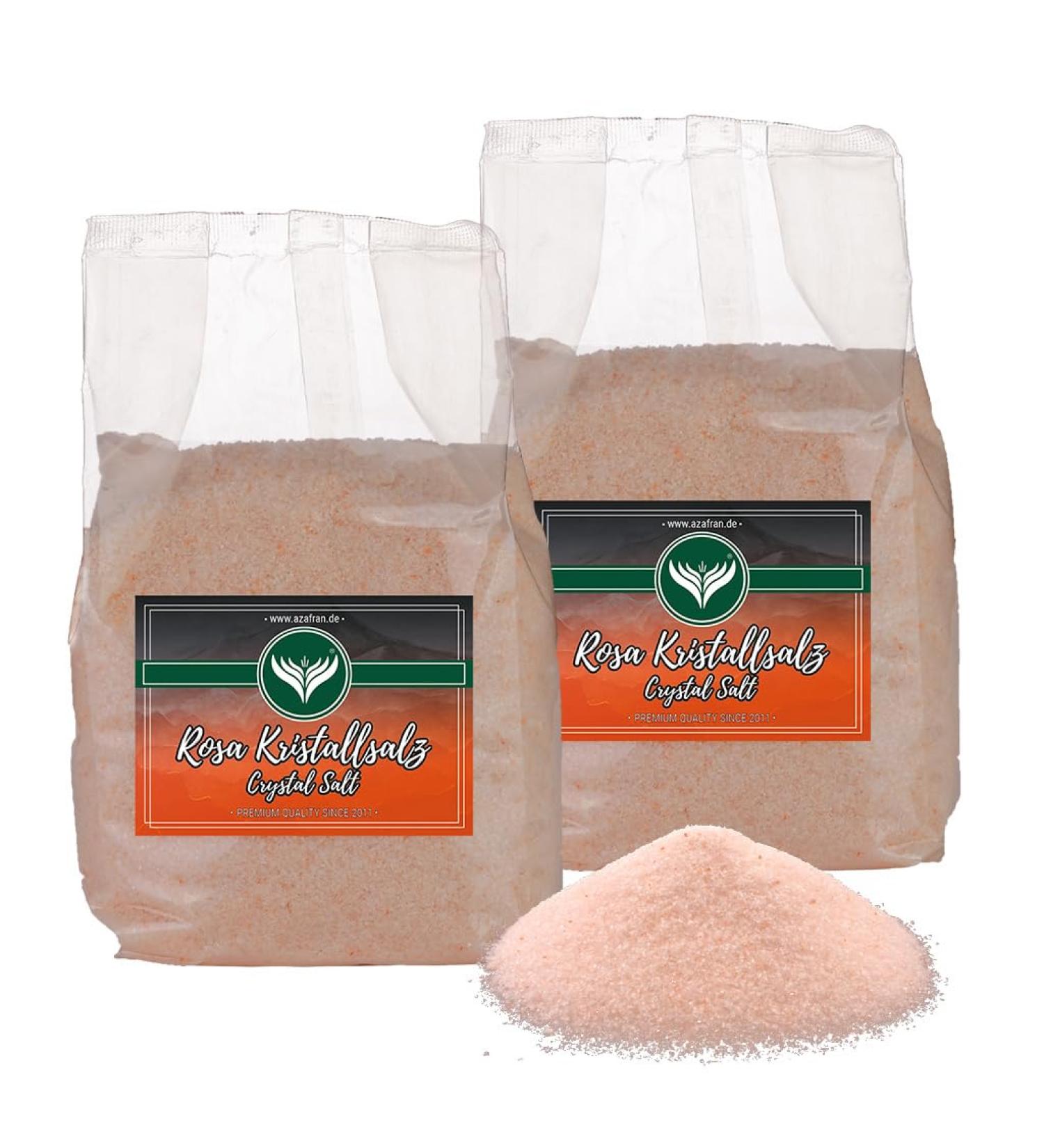 Azafran Pink Himalayan Rock Salt - Fine 2kg (Pack of 2) | Premium Sea Salt for Health & Cooking - Buy Online on GoSupps.com