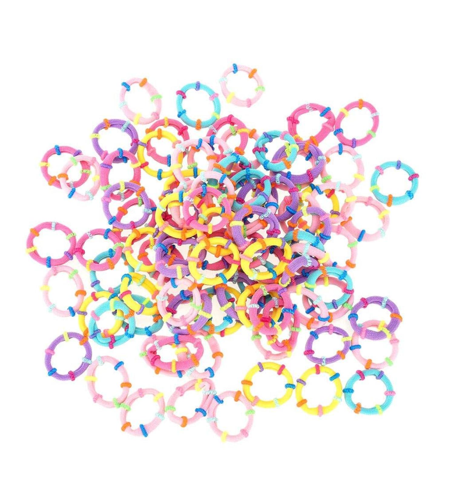 100 pieces of hair tie girls elastic mini hair bands multicolor hair rubber bands small hair -rope hair rope ponytail holder set for children babies girls & women uniform size A