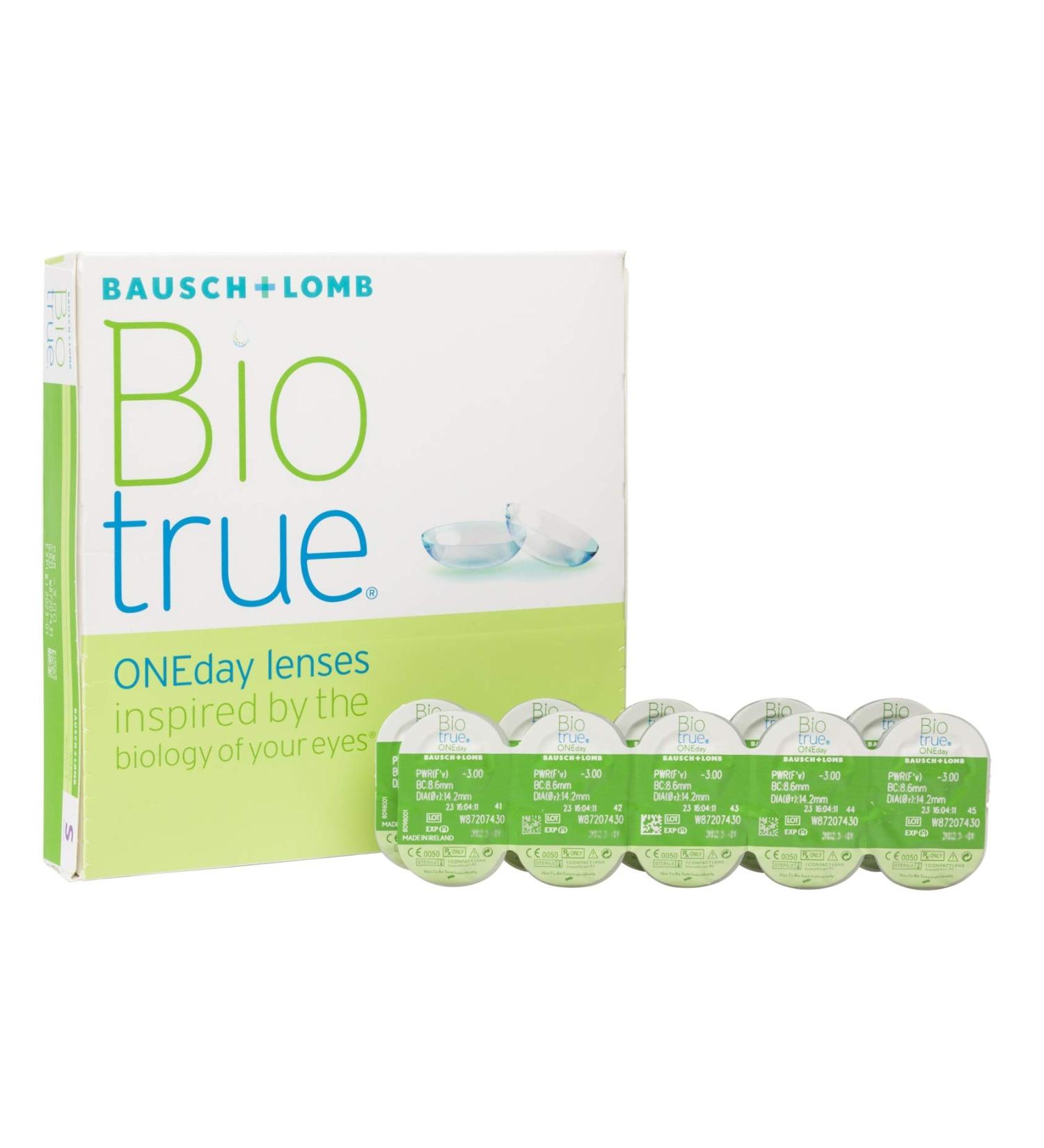 Bausch and Lomb Biotrue Oneday Daily Spherical Contact Lenses - 90 Pack | BC 8.6 mm DIA 14.2 mm -2.75 Diopter | Soft & Comfortable for All-Day Wear - Buy Online on GoSupps.com