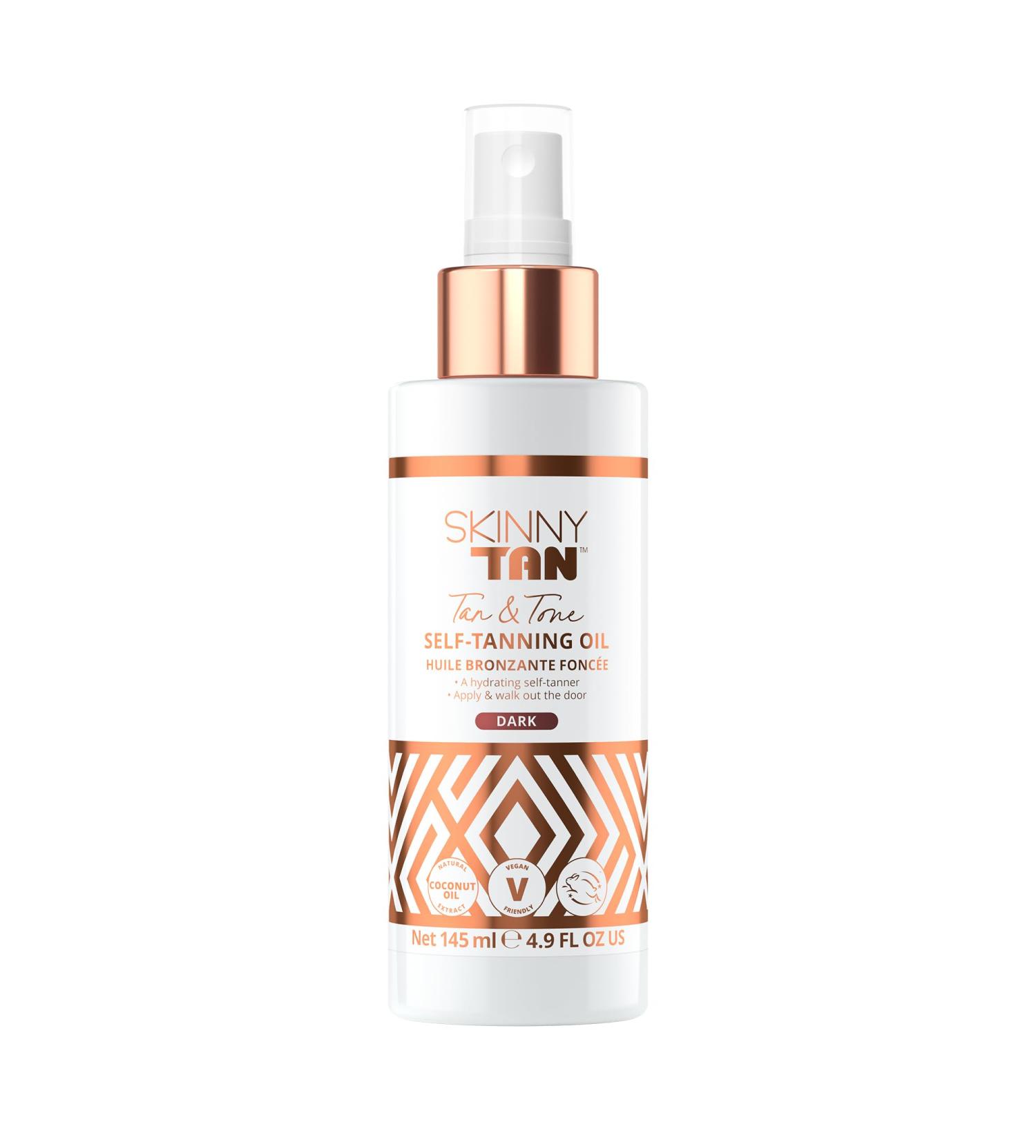 Skinny Tan Tan & Tone Self Tan Oil - Dark 145ml | Coconut Oil Enriched | Cruelty-Free & Vegan | Streak-Free Natural Fake Tan - Buy Online on GoSupps.com