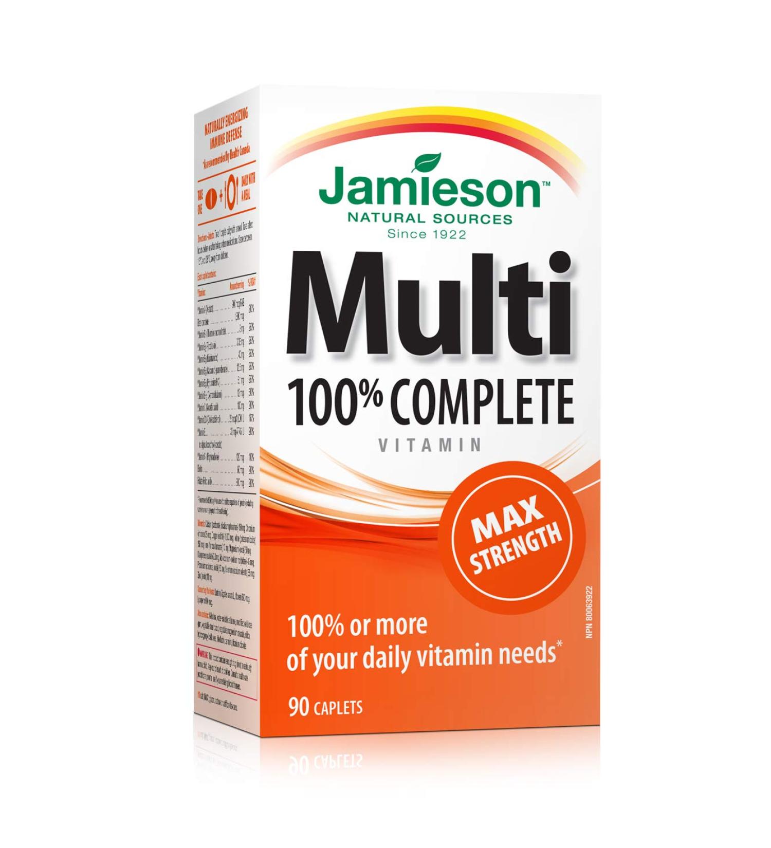 Jamieson 100% Complete Multivitamin Max Strength formula 90 Capsules - Buy Online on GoSupps.com