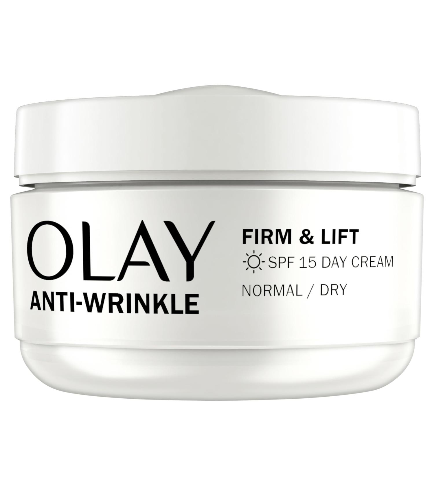 Olay Anti-Wrinkle Firm & Lift Day Cream With SPF15 Helps To Visibly Reduce Fine Lines & Wrinkles And Protects Against Premature Signs Of Ageing 50ml Anti Wrinkle Day Cream 50ml - Buy Online on GoSupps.com