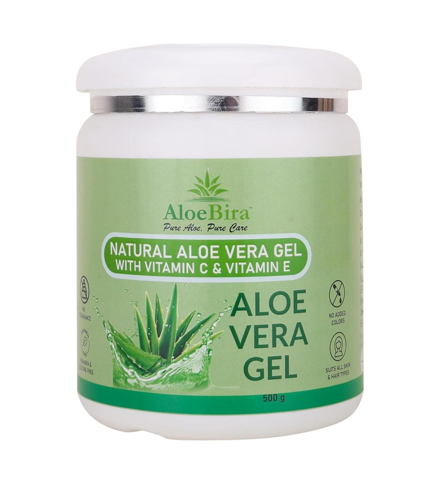 Natural Aloe Vera Gel with Vitamin C & E | Hydrates Moisturizes & Soothes Irritated Skin | Pure & Natural Aloe Vera Gel for Face Acne Scars (500g) (Buy 2 Quantity Get 1 Quantity Free) - Buy Online on GoSupps.com