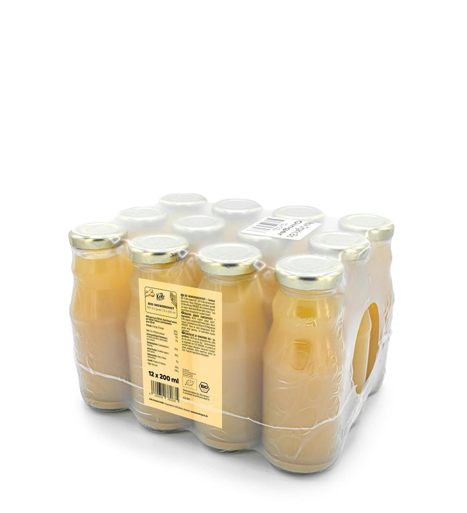 KoRo - Organic ginger concentrate 12x200 ml - Naturally pungent ginger shots without artificial additives composed of 96.5% - Buy Online on GoSupps.com