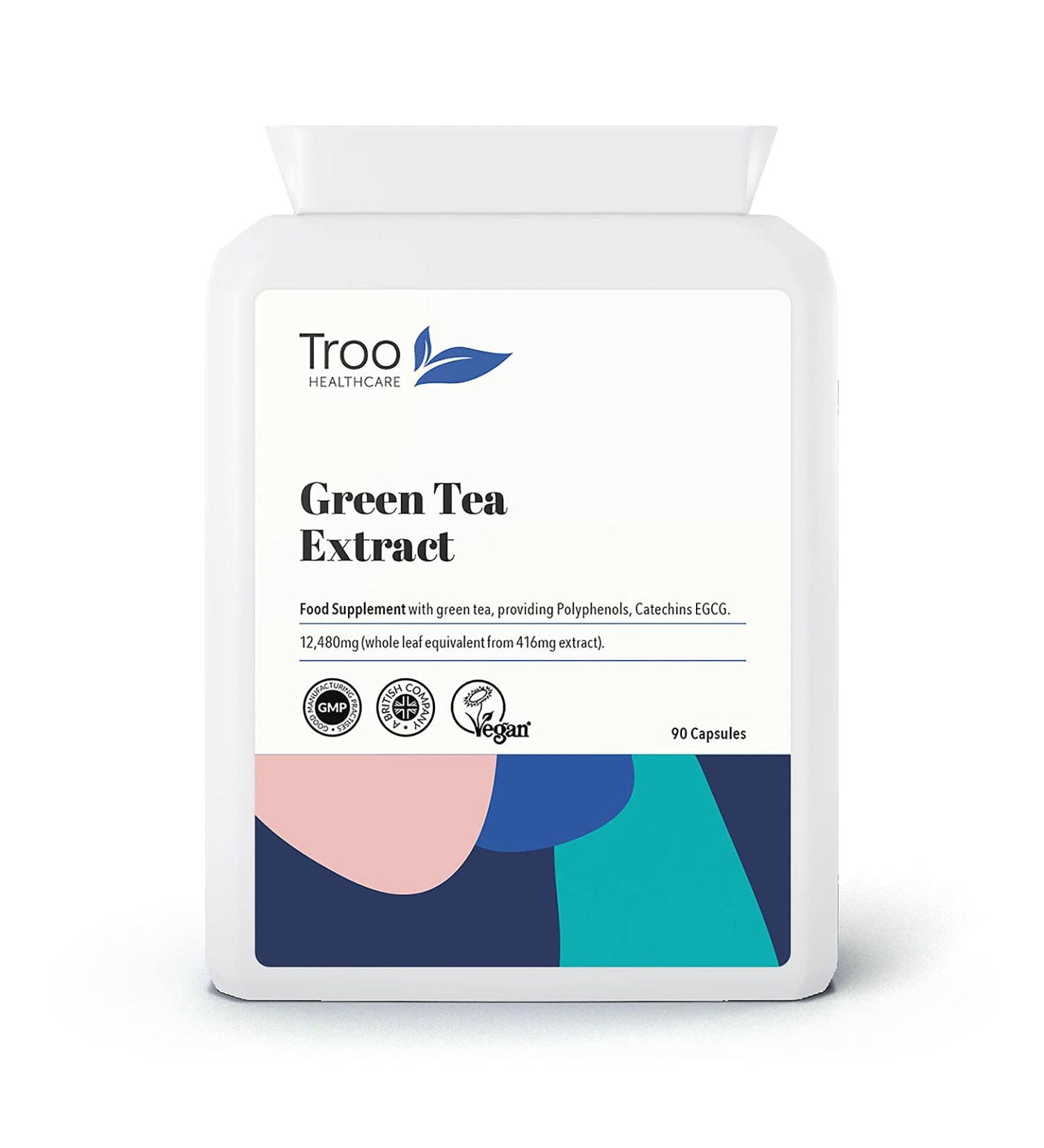 Green Tea Extract Supplement - 480mg (12:1) - 90 Capsules | Rich in Polyphenols, Catechins, and EGCG | UK Manufactured to GMP Standards - Buy Online on GoSupps.com