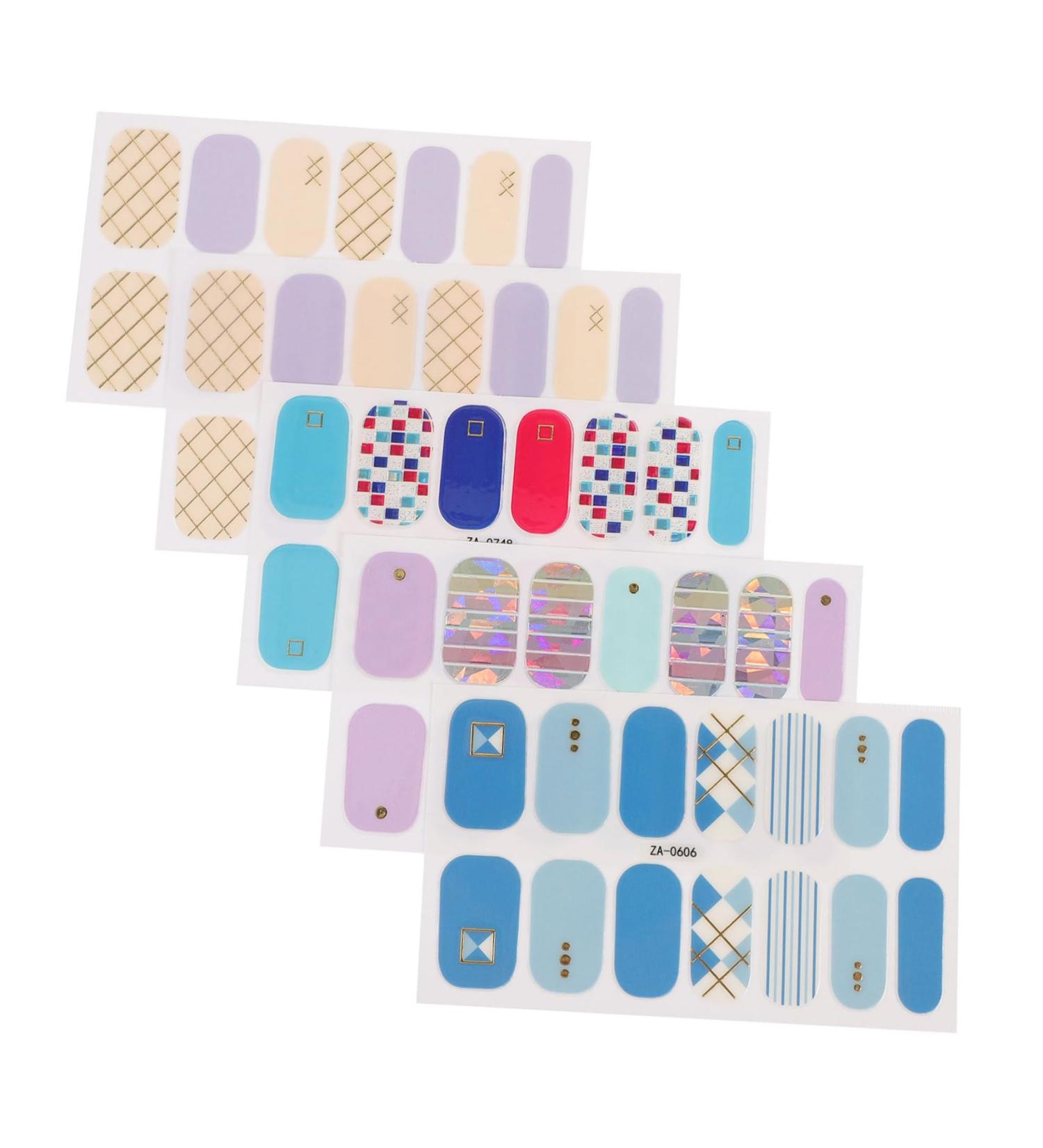 5 Sheets Nail Art Stickers Nail Polish Strips Full Nail Strips Nail Art Wraps Nail Polish Wraps Nail Wrap Stickers Calcomanias Para U as Nail Polish Decals Full Cover Purple - Buy Online on GoSupps.com