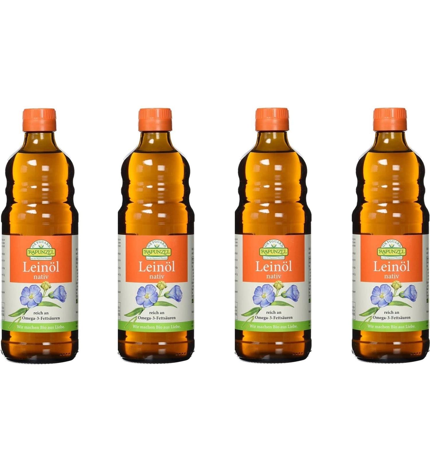 Rapunzel OXYGUARD Linseed Oil 0.5L - Pack of 4 | Premium Organic Cooking Oil for Healthy Living - International Shipping Available - Buy Online on GoSupps.com