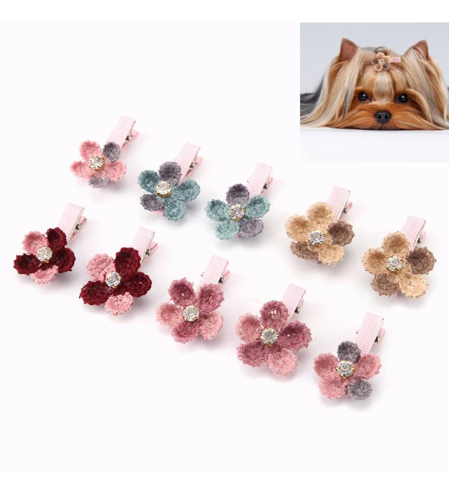 10Pcs Pet Hair Clips - Cute Floral Pet Hairpin Dog Cat Puppy Hair Accessories Pet Grooming Clips Dog Flower Clips - Buy Online on GoSupps.com