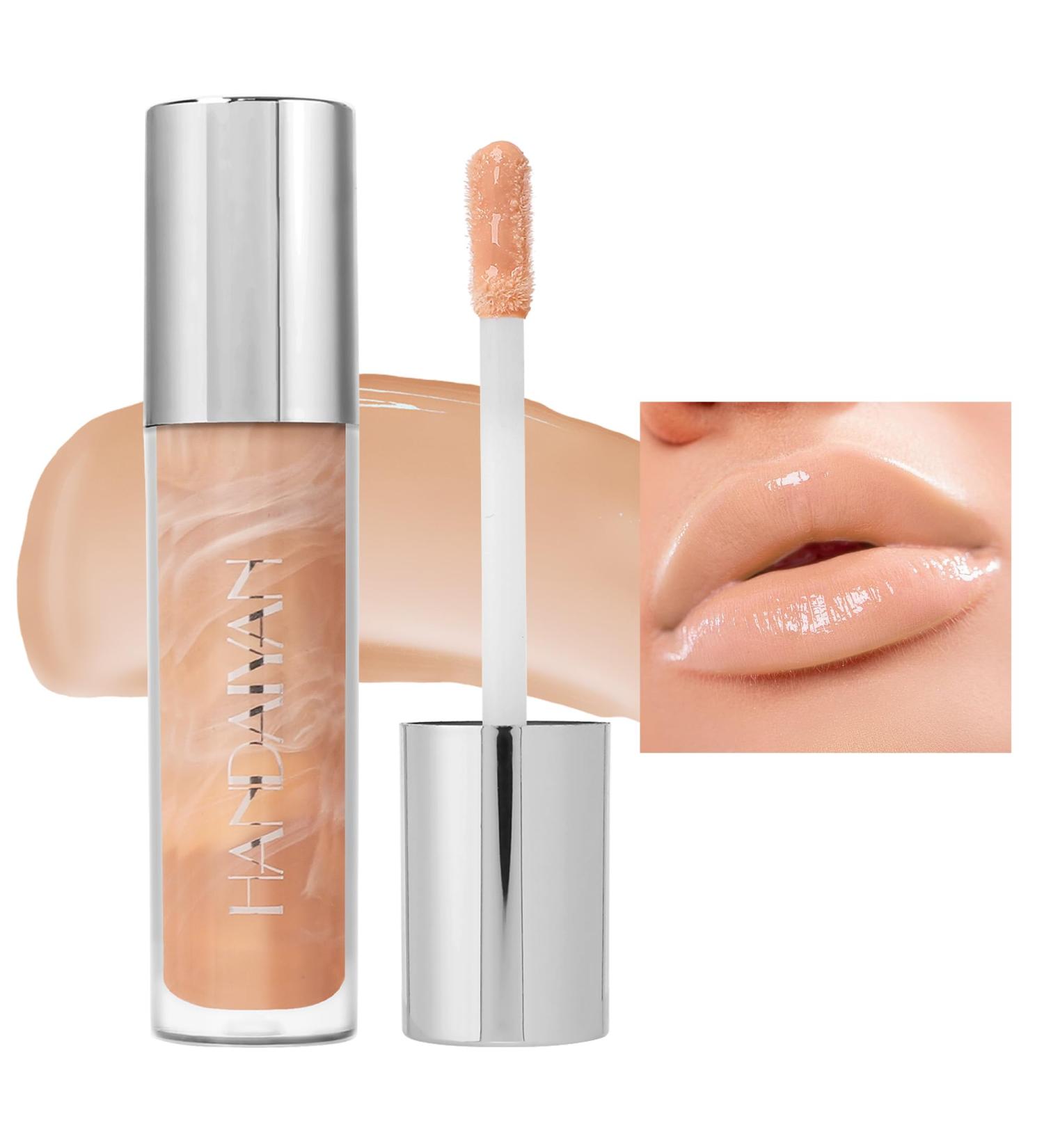 Moisturizing Marbled Liquid Lip Gloss | Water-Based Plumping Lip Gloss with Vitamin E | Hydrating Lightweight Formula for Soft Shiny Lips | 01 - Buy Online on GoSupps.com