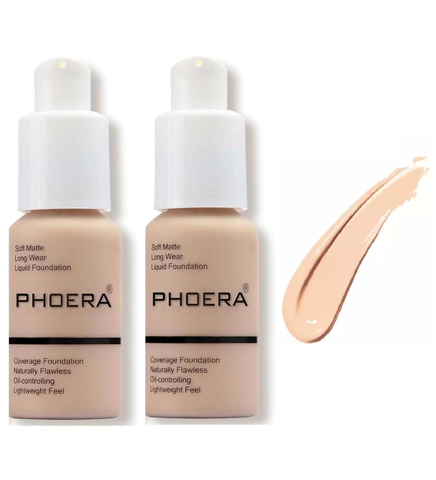 Aquapurity Phoera Full Coverage Foundation Soft Matte Oil Control Concealer 30ml - 2 PCS 102 NUDE | Long Lasting Flawless Cream Smooth - Buy Online on GoSupps.com