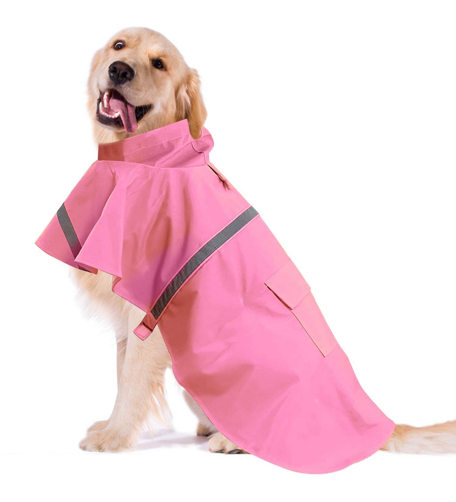 Buy Ocsoso Waterproof Dog Rain Jacket | Light & Reflective Hooded Coat for Large Dogs - Pink XXL - Buy Online on GoSupps.com