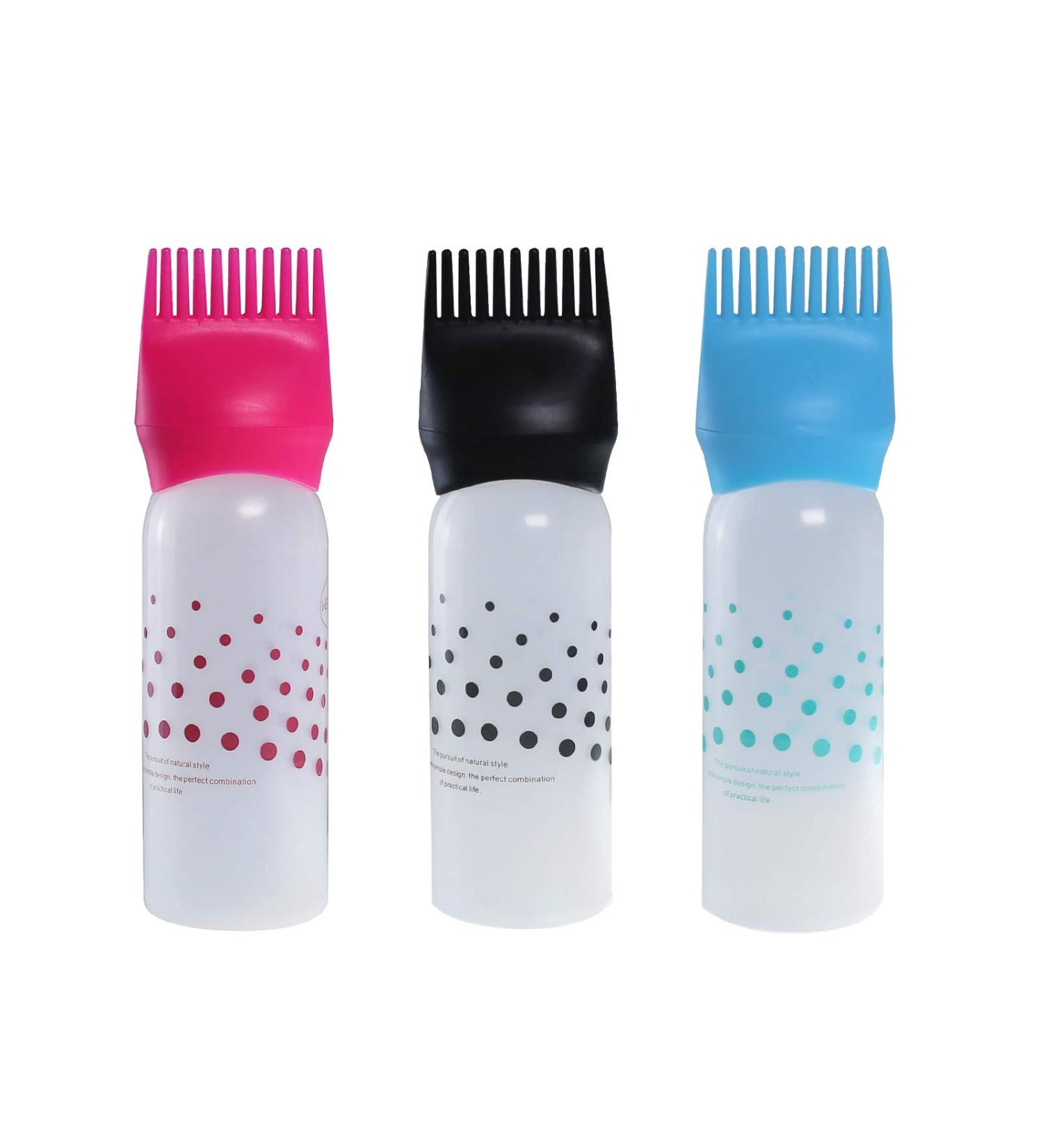 Poitemsic 3pcs 6oz Hair Color Oiling Bottles with Root Comb - Squeeze Applicator for Hair Coloring, Dye, Bleaching & Care | Hair Oiling Bottles with Dots - Style 1 - Buy Online on GoSupps.com