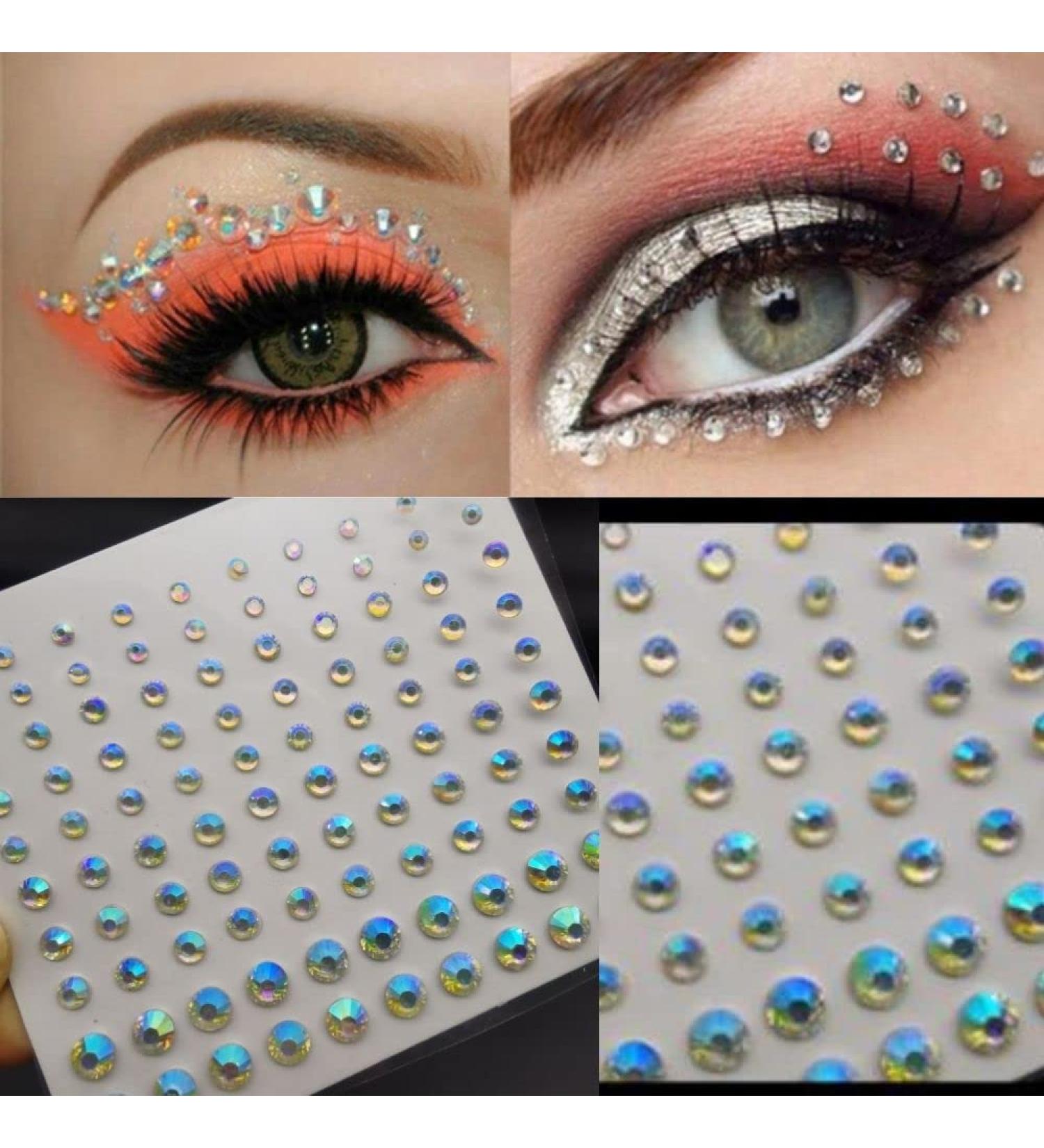 Self-Adhesive Rhinestone Face Gems | Crystal Body Jewels for Rave Makeup | 2Pcs AB Rhinestone Stickers - Buy Online on GoSupps.com
