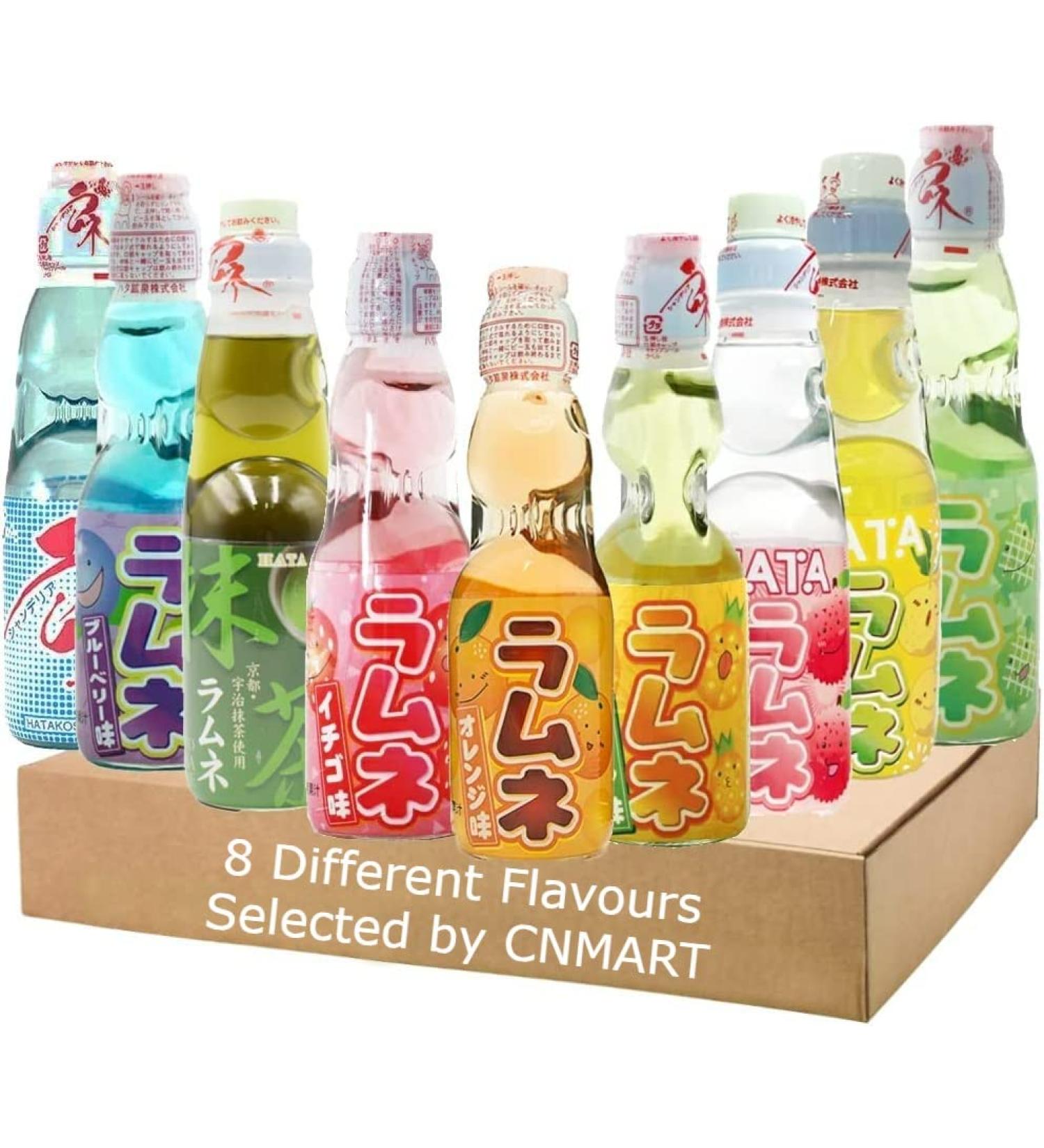Hatakosen Japanese Ramune Soda Fruity Assorted 8 Different Flavour 200ml (8 Bottles) by CNMART - Buy Online on GoSupps.com
