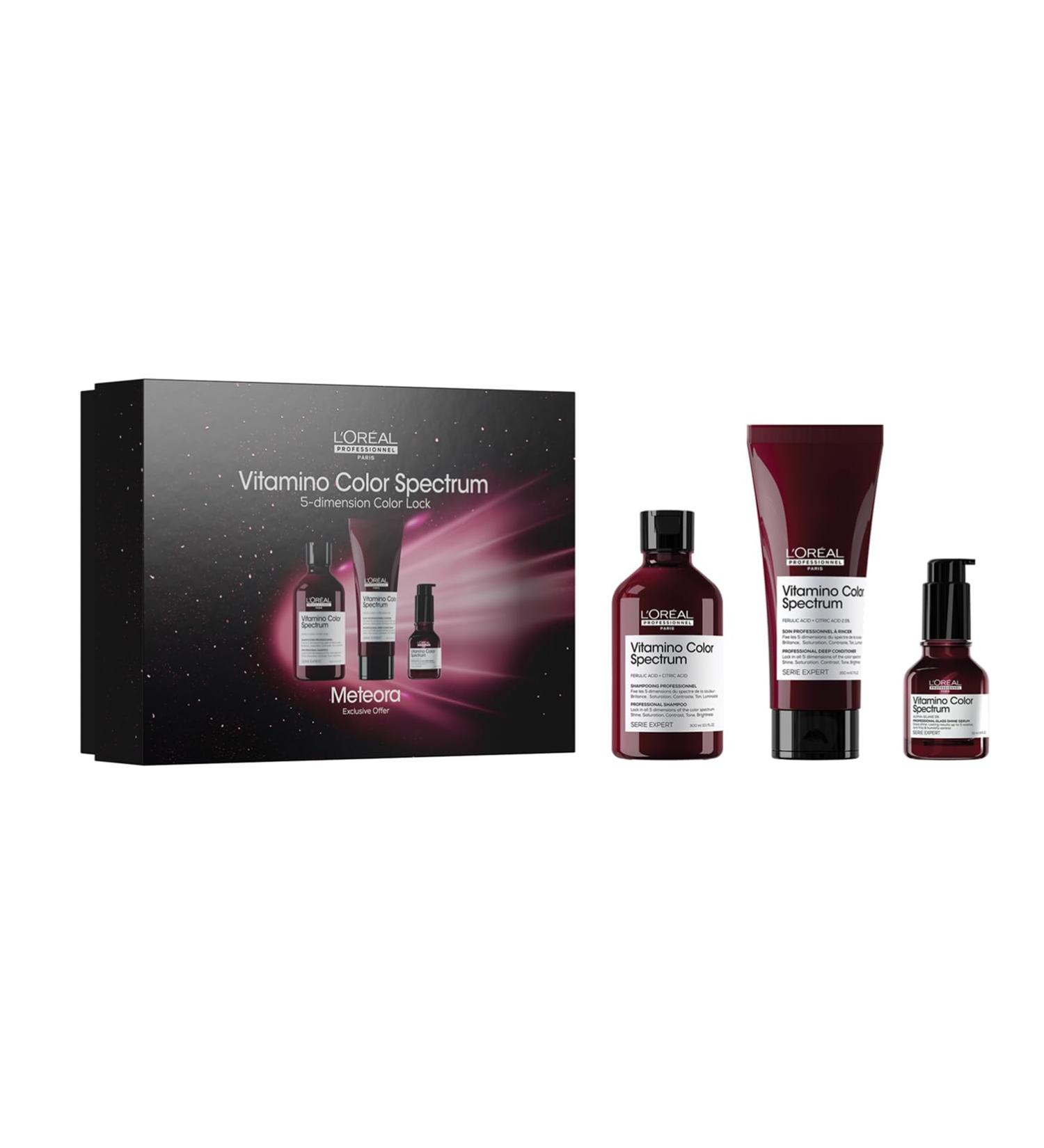 L'OREAL PROFESSIONNEL - Coffret Cadeau - Cheveux Color s - Vitamino Color Spectrum - +98% de Force - Brillance Miroir - dition Limit e - Shampoing (300ml) + Soin Concentr (200ml) + S rum (50ml) - Buy Online on GoSupps.com