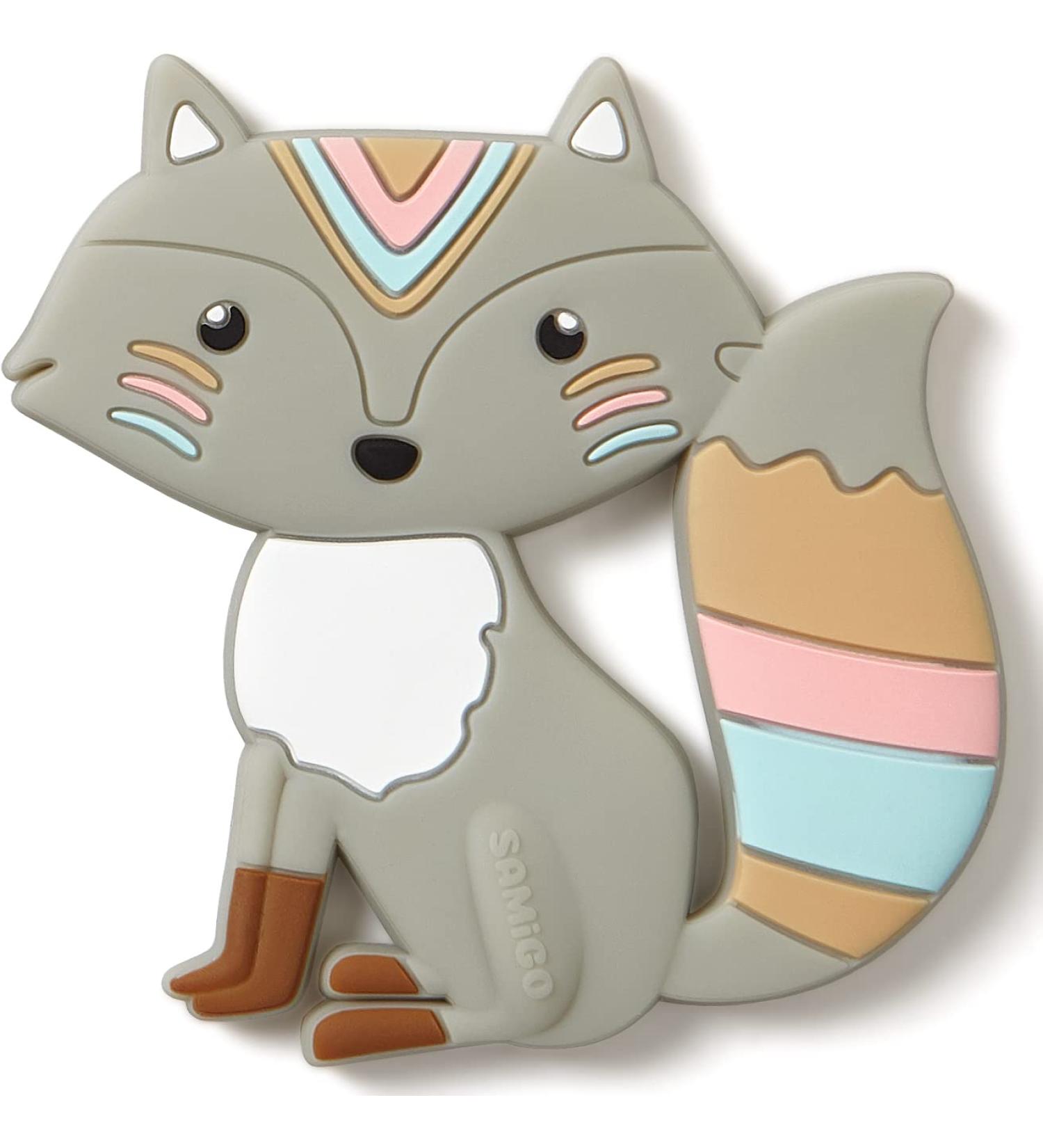 SAMiGO Silicone Teething Toy for Babies 0-12 Months - Grey Fox Baby Chew Toy for Boys and Girls - Buy Online on GoSupps.com