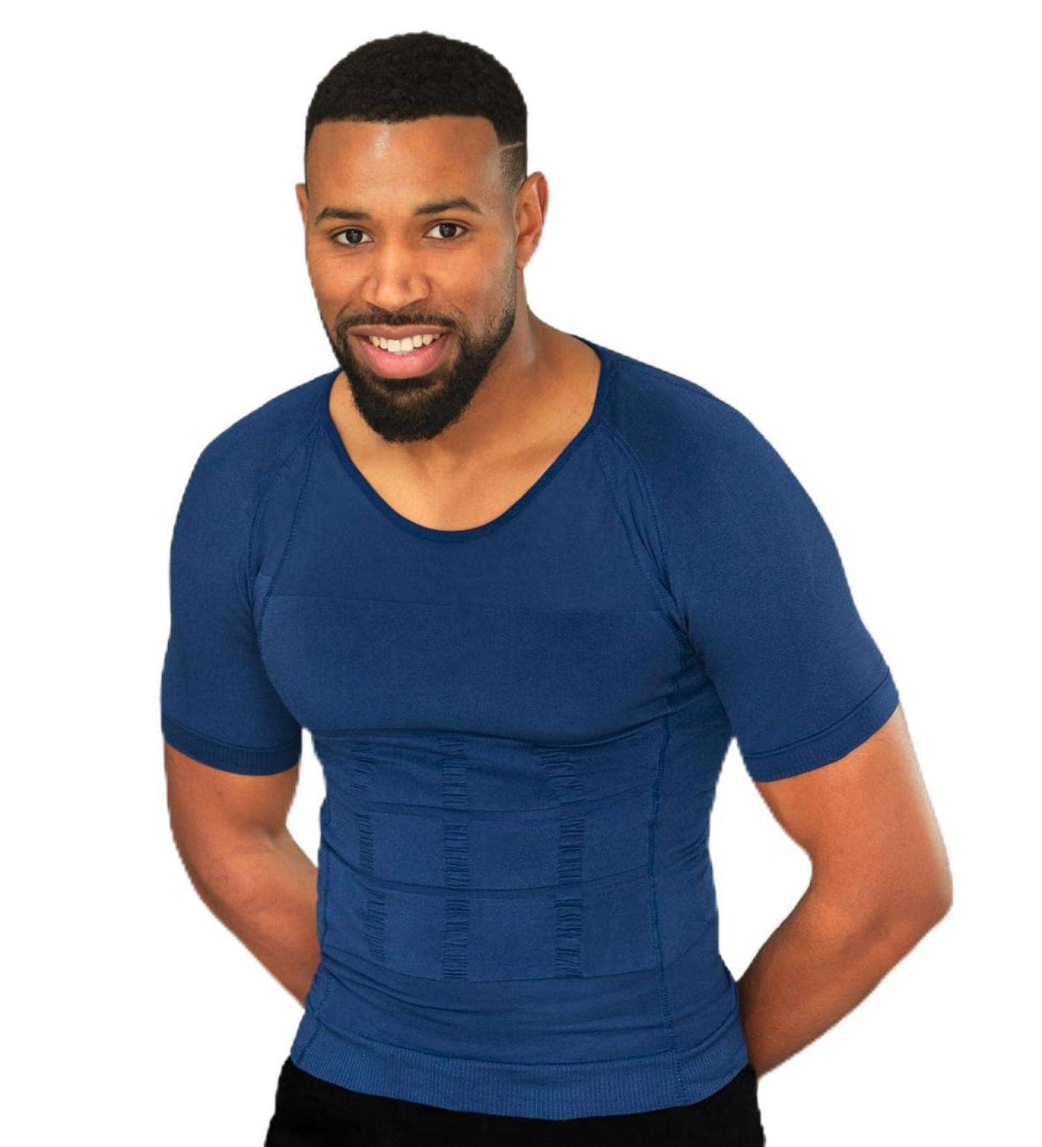 Men's Posture Corrector T-shirt | Anti Back Pain Compression Undershirt | Straightens Back & Shoulders | Blue Large-X-Large - Buy Online on GoSupps.com