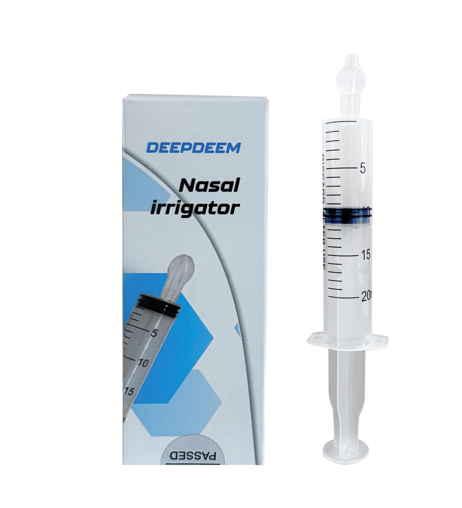 Deepdeem Nasal Irrigator Syringe Sinus & Allergy Relief with Gentle Nasal Irrigation for Congestion Portable Home & Travel Use Includes 10 Saline Flush Packets BPA-Free & Easy to Clean 20ml - Buy Online on GoSupps.com