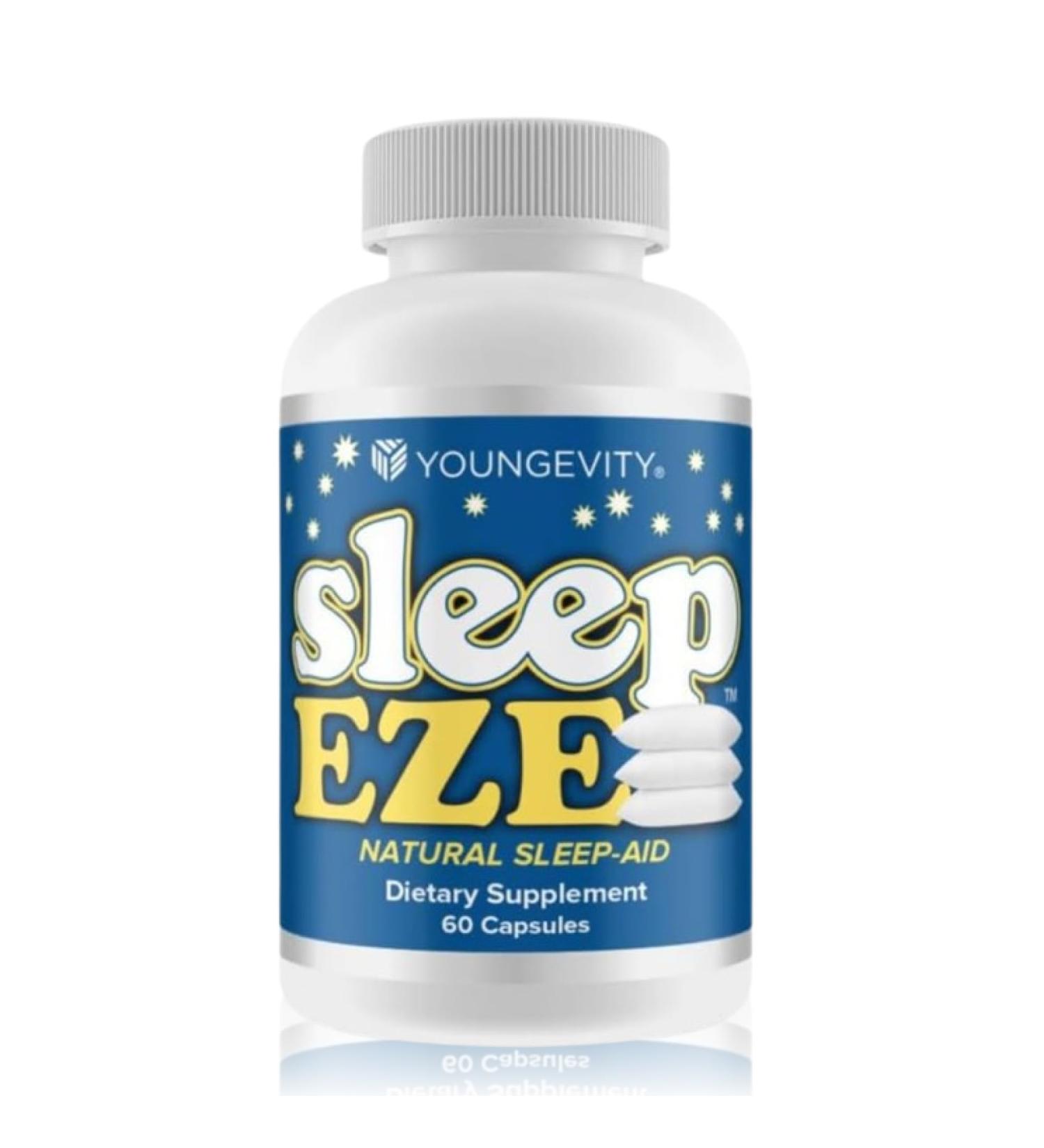 Youngevity Sleep Eze - Natural Sleep Support - Valerian Root Passion Flower 5-HTP Melatonin - Non-Habit Forming - Sleeping Support Supplement - (60 Capsules) - Buy Online on GoSupps.com