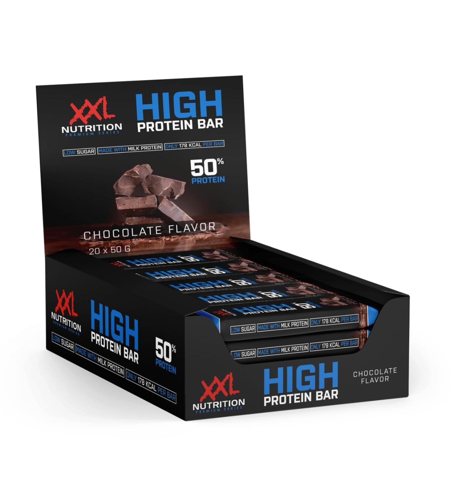XXL Nutrition High Protein Bar 2.0 - Chocolate - Protein Snack - 20 Pack (20 Pieces) - Buy Online for International Shipping - Buy Online on GoSupps.com