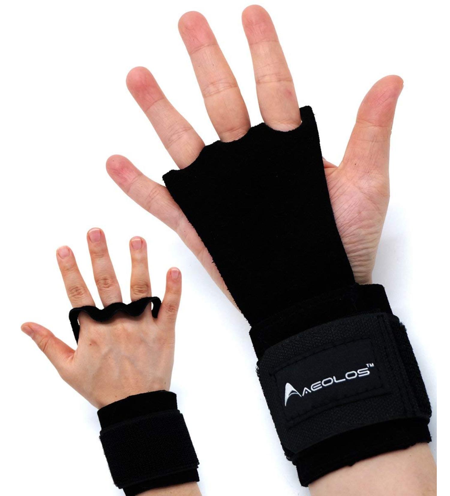 AEOLOS Leather Gymnastics Hand Grips - Black, Small | Ideal for Pull-ups, Weightlifting, Kettlebells, Cross Training - Buy Online on GoSupps.com