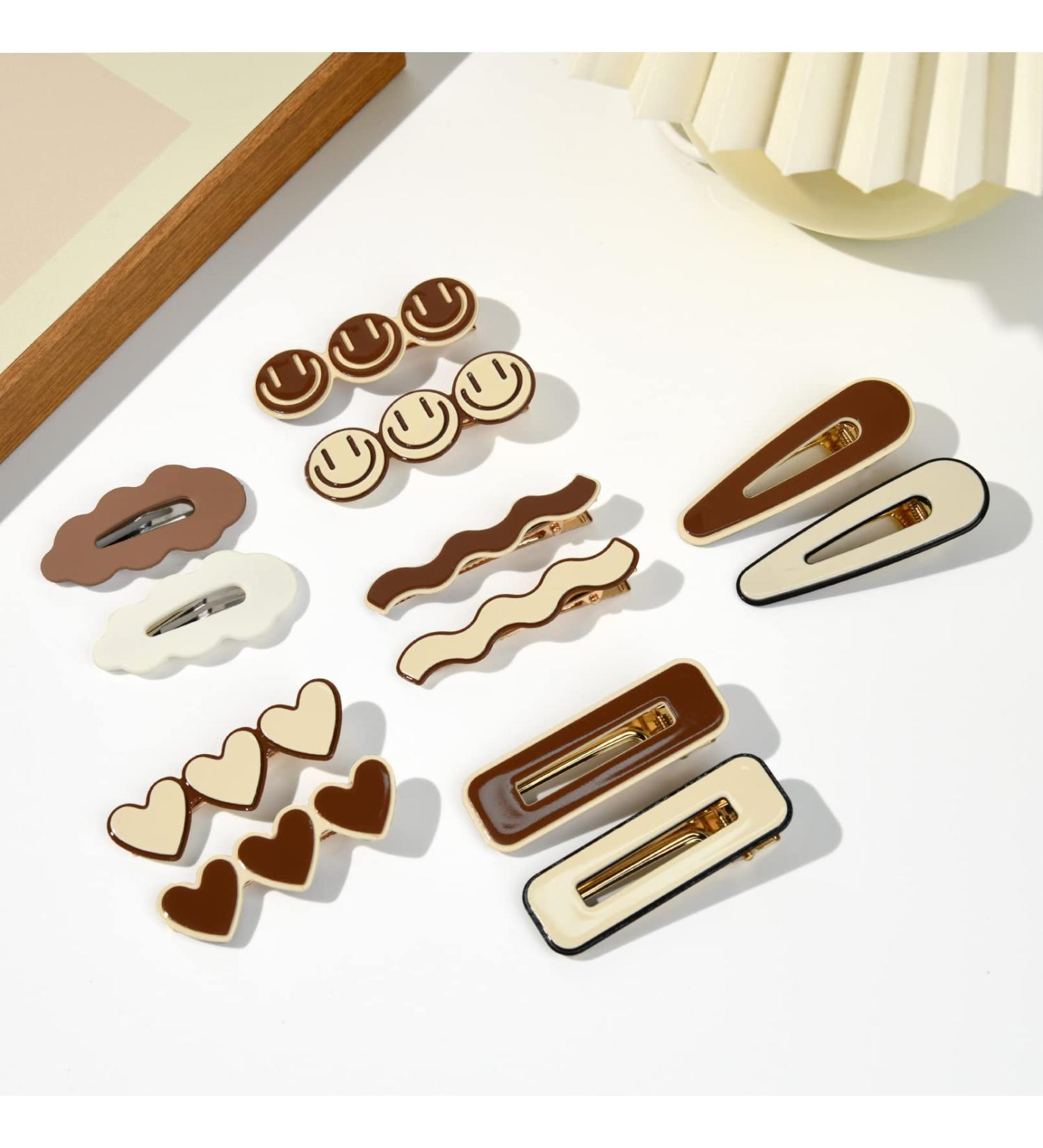 Geometric Wave Hair Clips Set | No Bend Bobby Pins for Women | Preppy Aesthetic Hair Barrettes | 12PCS - Buy Online on GoSupps.com