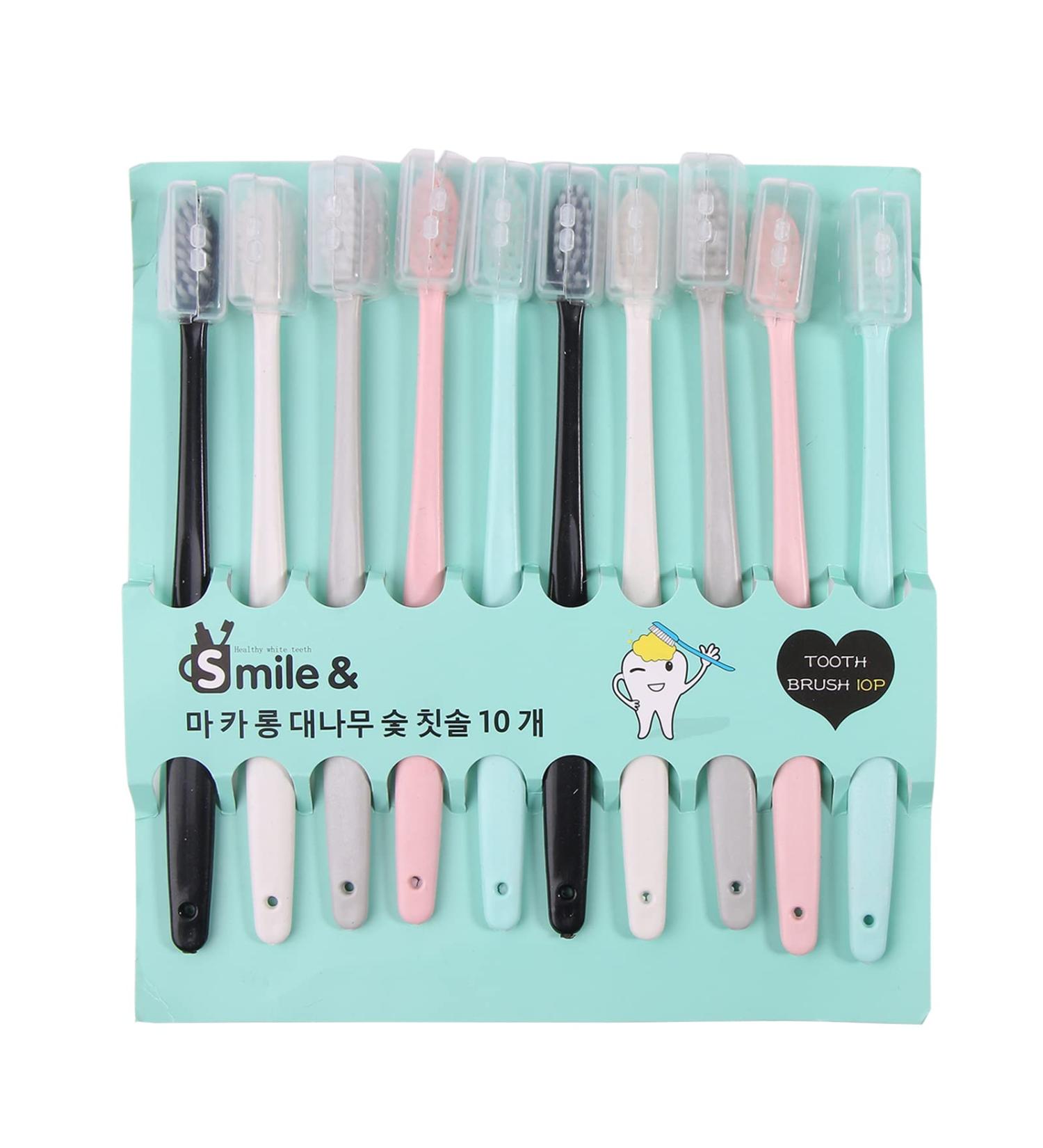NGCG Toothbrush Set - Natural Handle Soft Bristles for Adults & Kids | Travel-Friendly 10 Pack - Buy Online on GoSupps.com