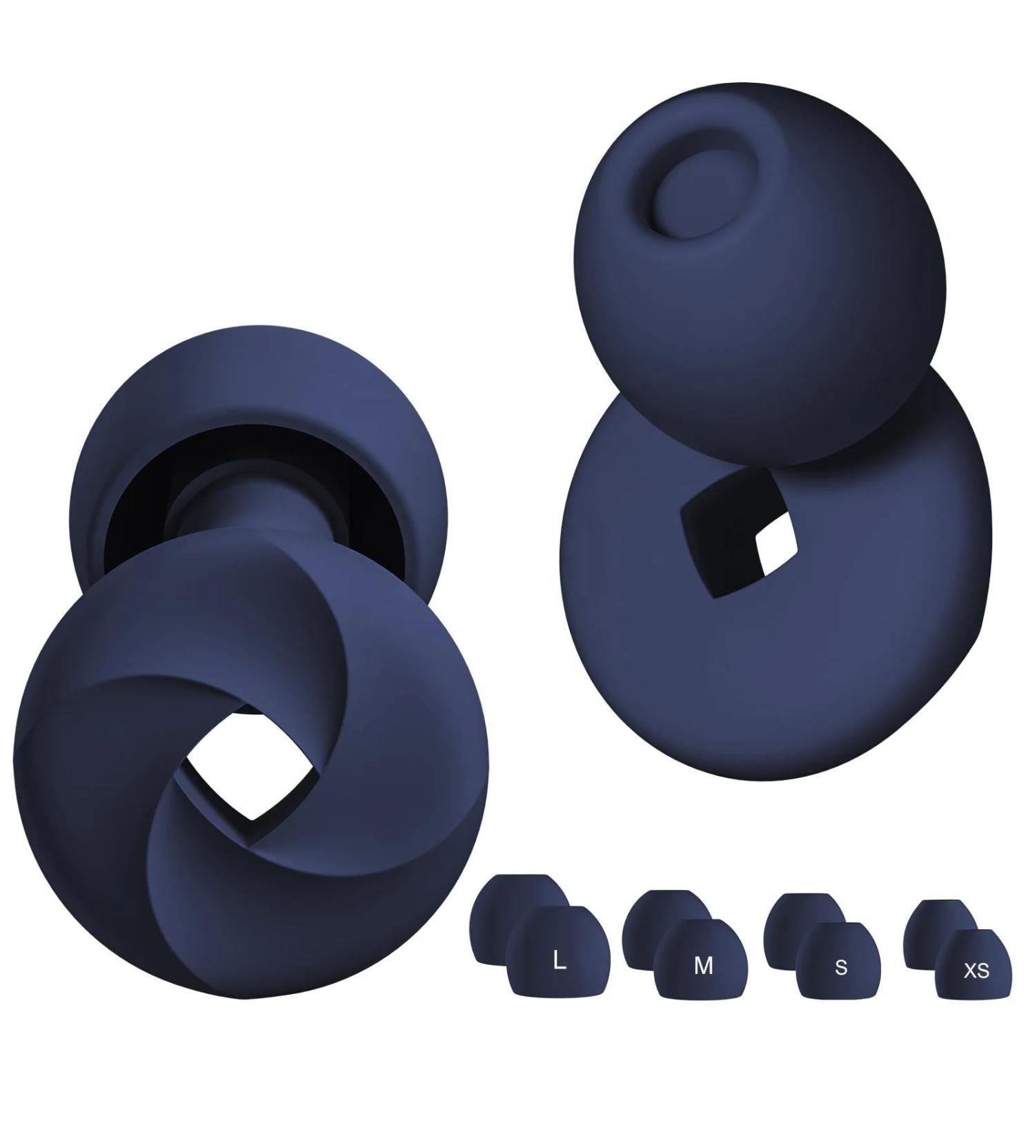 Midnight Blue Ear Plugs - 33dB Noise Reduction for Sleep Swimming & Work | Comfortable Reusable Silicone Earplugs with 8 Ear Tips for Maximum Hearing Protection - Buy Online on GoSupps.com