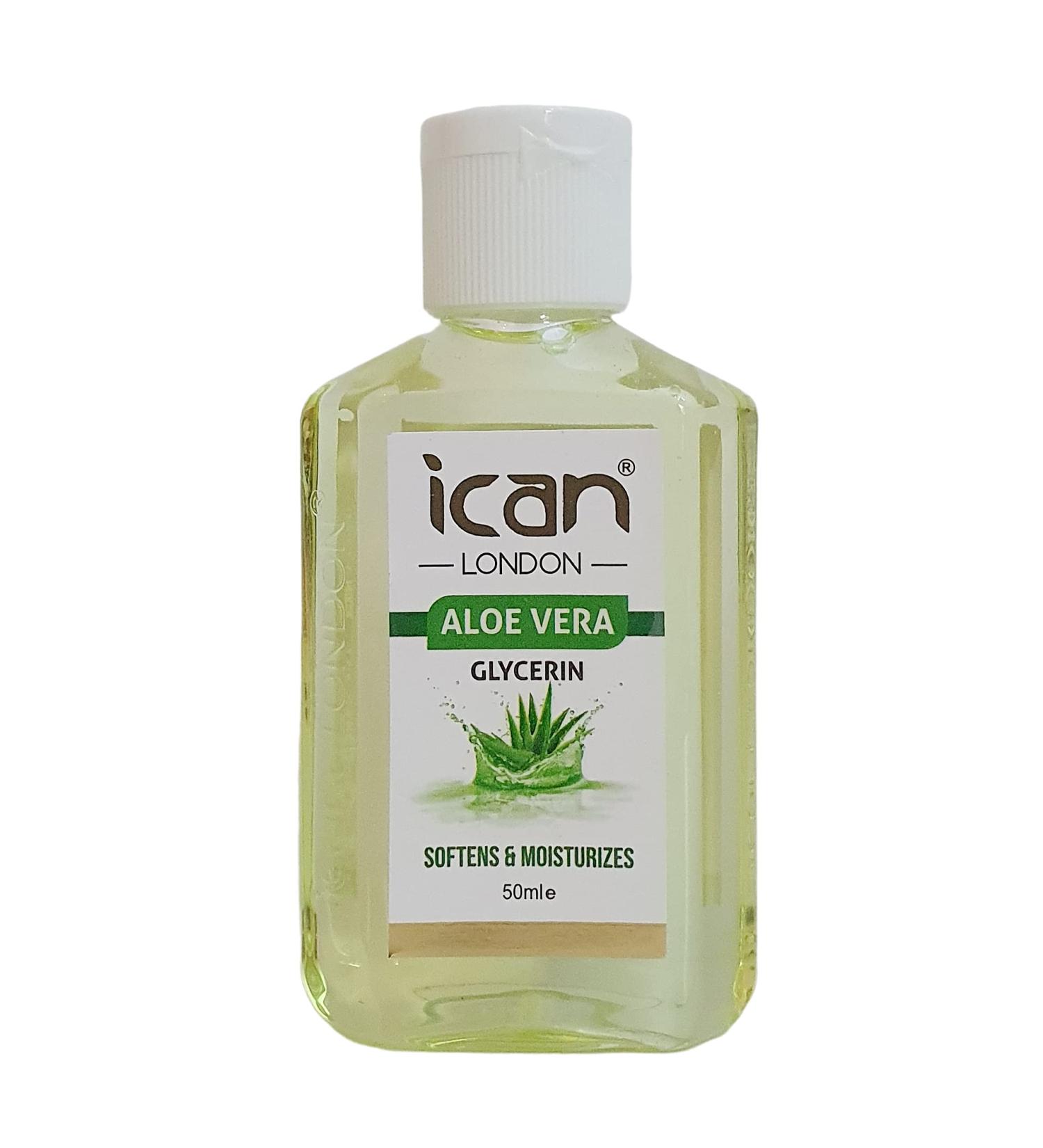 ican london Aloe vera glycerine for softens & moisturizes 50ml travel size