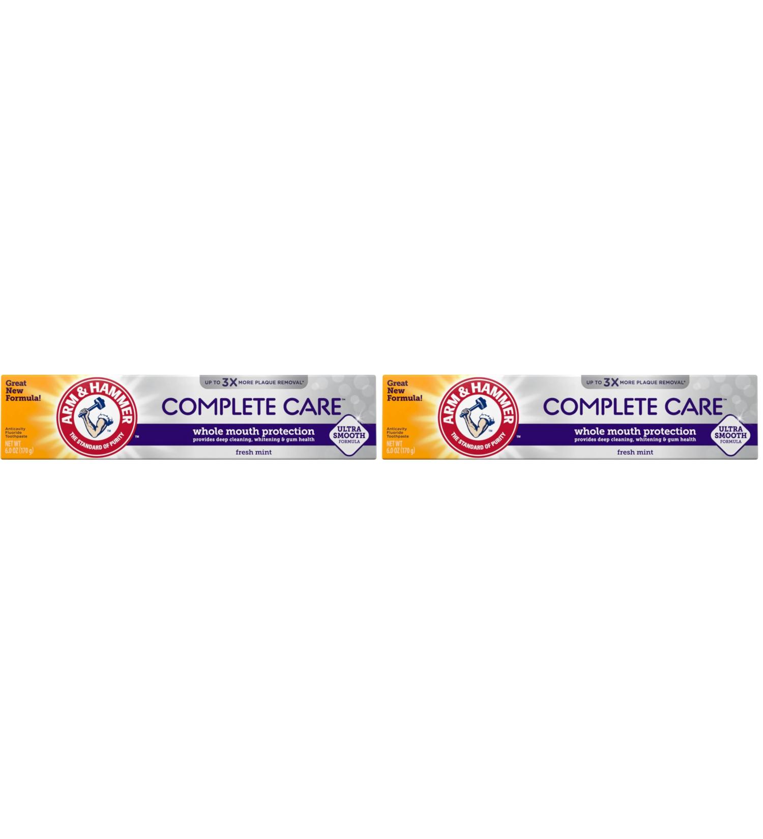 Arm & Hammer Complete Care Toothpaste Fresh Mint | Whole Mouth Protection | 6.0oz | Pack of 2 - Buy Online on GoSupps.com