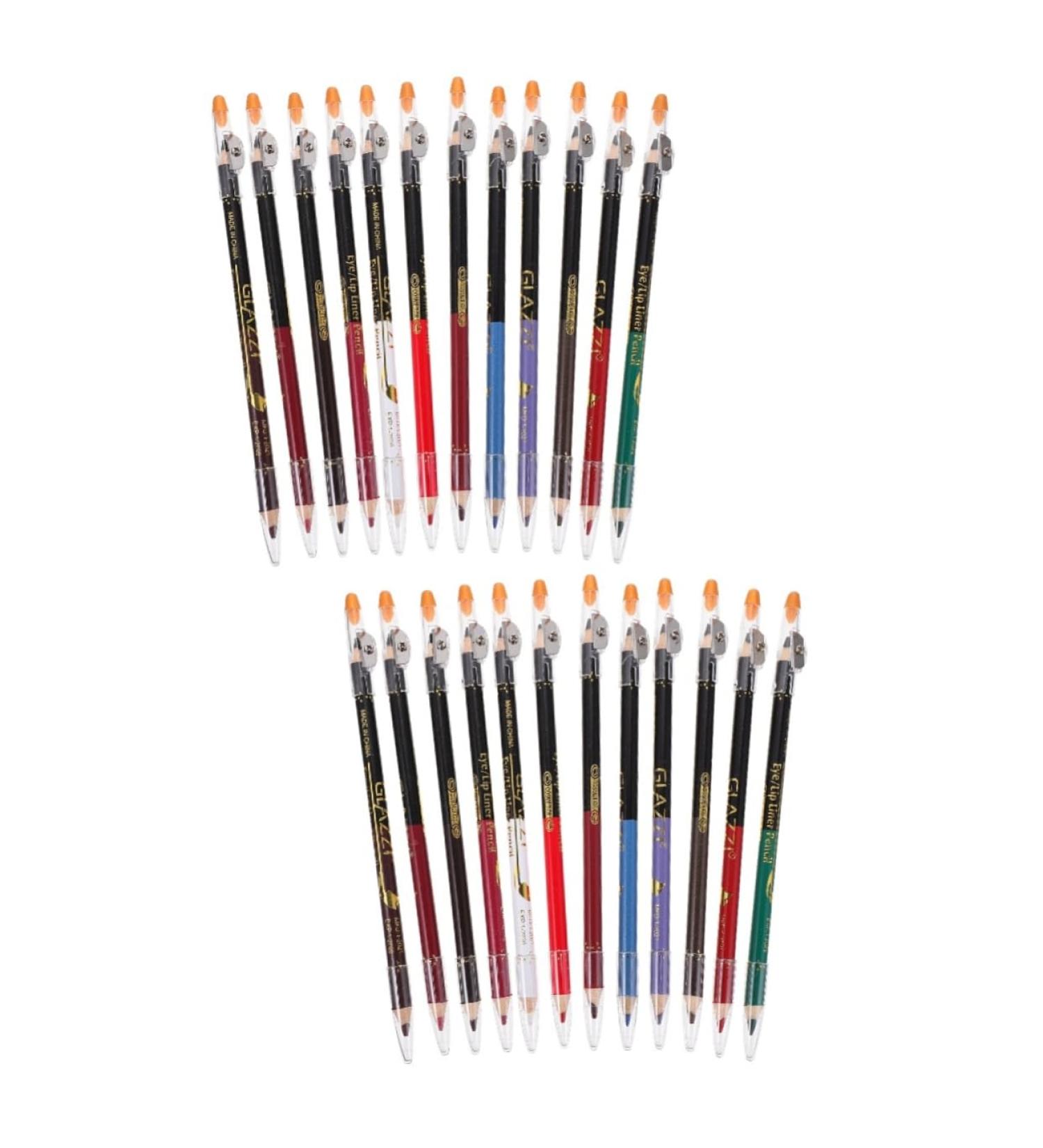 BIUDECO 24 Pcs Lip Liner Eyeliner Eye Shadow Pencil Waterproof Eye Liner Pencil Makeup Lip Liner Wooden - Buy Online on GoSupps.com