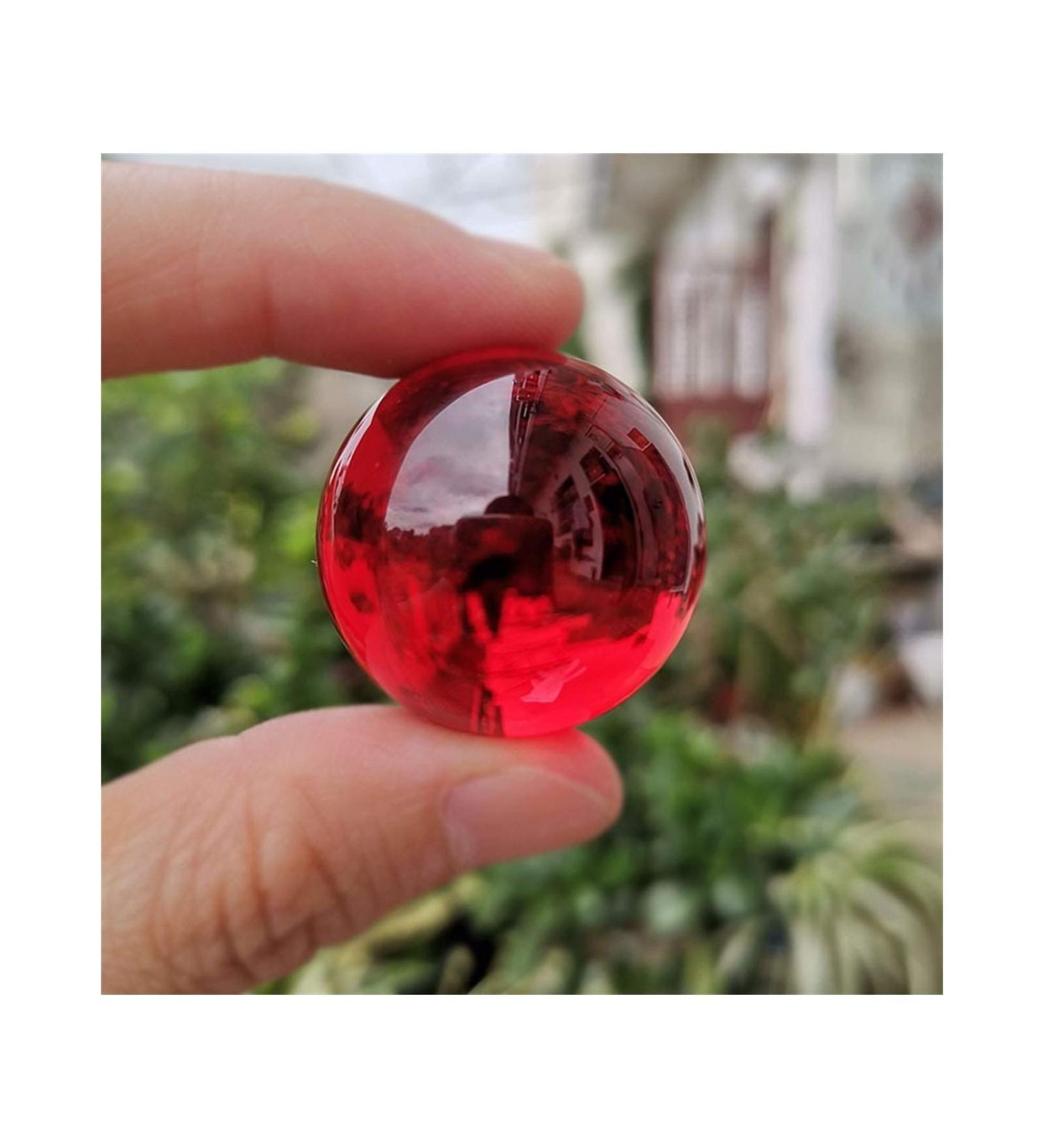 Fennchun crystal ice rack ball water wells bonsai glass ball main decoration ornaments feng shui figure marble ball gifts (color: red ball size: 30mm) 30mm red ball