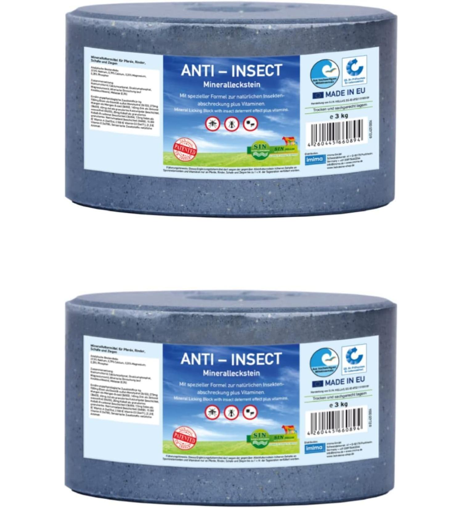 Imima Mineralleckstein Horse Anti-Insect Salzleckstein Set | 2 x 3kg Mineral Salt Lick Stones for Horses Sheep Goats & Cattle - 6kg Total Pack - Buy Online on GoSupps.com