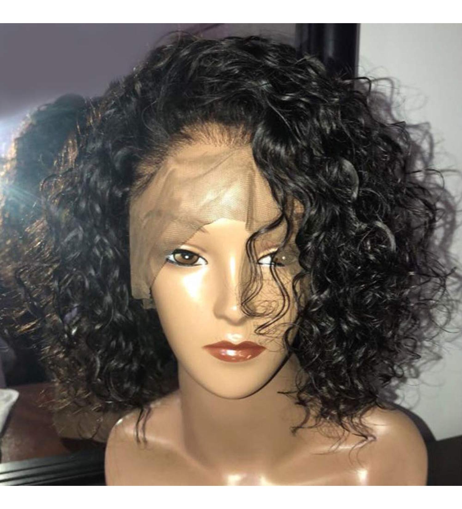 Choshim Short Curly Water Wave Bob Lace Front Wig with Baby Hair - 8 Remy Human Hair Pixie Cut for Black Women - 150% Density - Natural Color - 13x4 Size - Buy Online on GoSupps.com