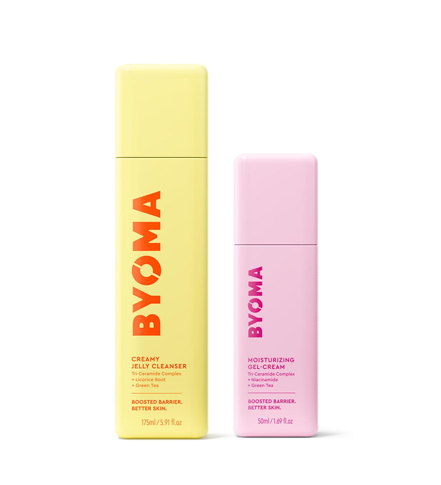 BYOMA Creamy Jelly Cleanser & Moisturizing Gel Cream Bundle - Gentle Face Wash + Lightweight Gel Lotion with Ceramides Niacinamide & Green Tea Supports Skin Barrier - 5.91 fl oz + 1.69 fl oz - Buy Online on GoSupps.com