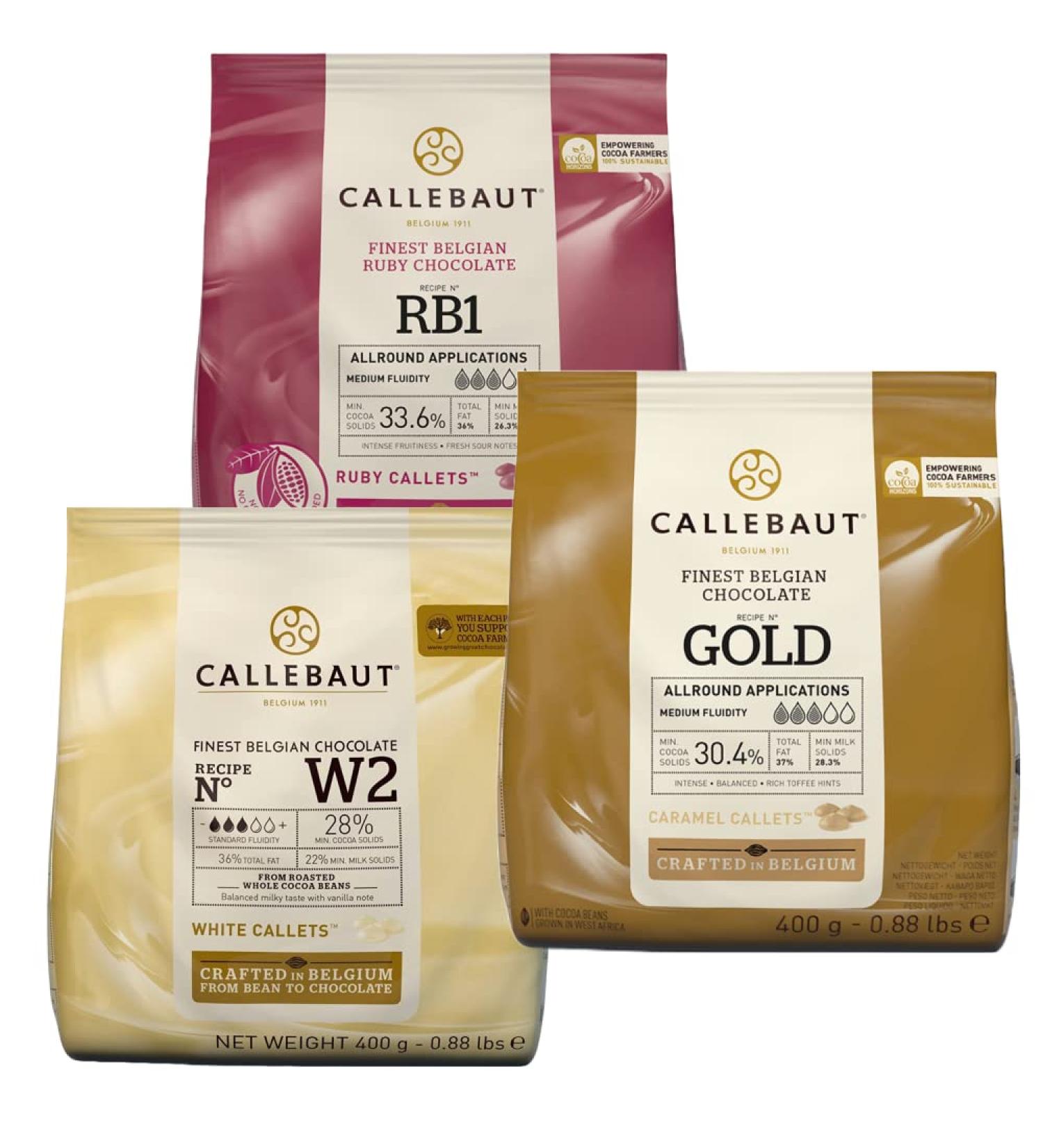  Callebaut Callebaut Chocolate Box 3x400g (Ruby White and Gold) Belgian Chocolate - Buy Online on GoSupps.com