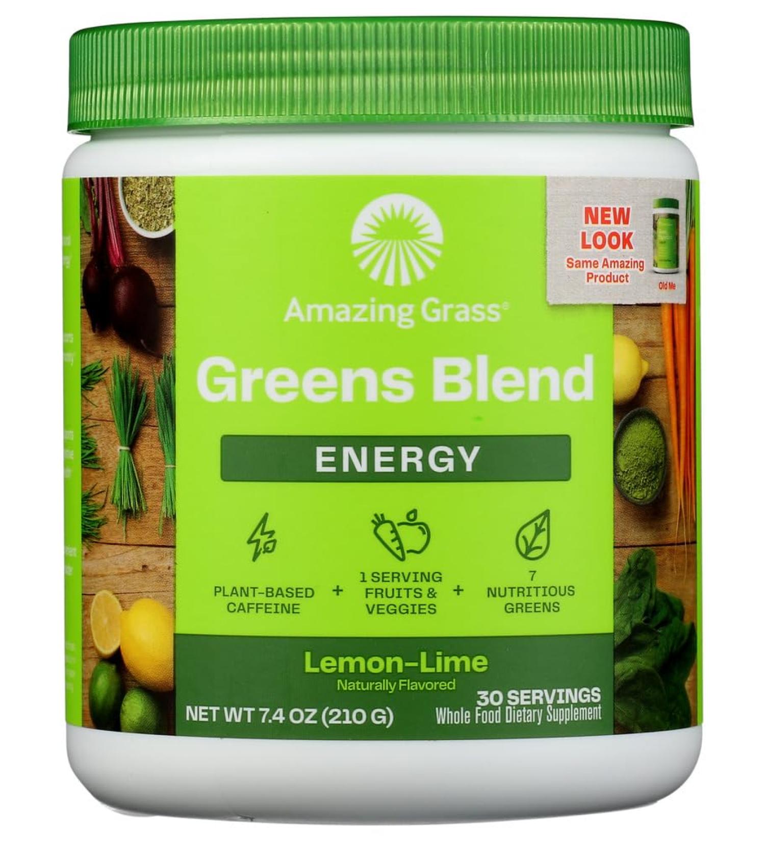 Amazing Grass Energy Green Superfood Lemon Lime - 7.4 oz | Organic Superfood Powder for Boosting Energy & Immunity - Buy Online on GoSupps.com