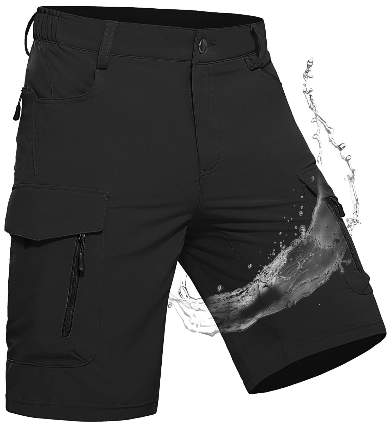 Shop Waspornow Men's Cargo Shorts - 7 Pocket Bermuda Hiking Pants & Chinos | Summer MTB & Work Shorts in Black - Buy Online on GoSupps.com
