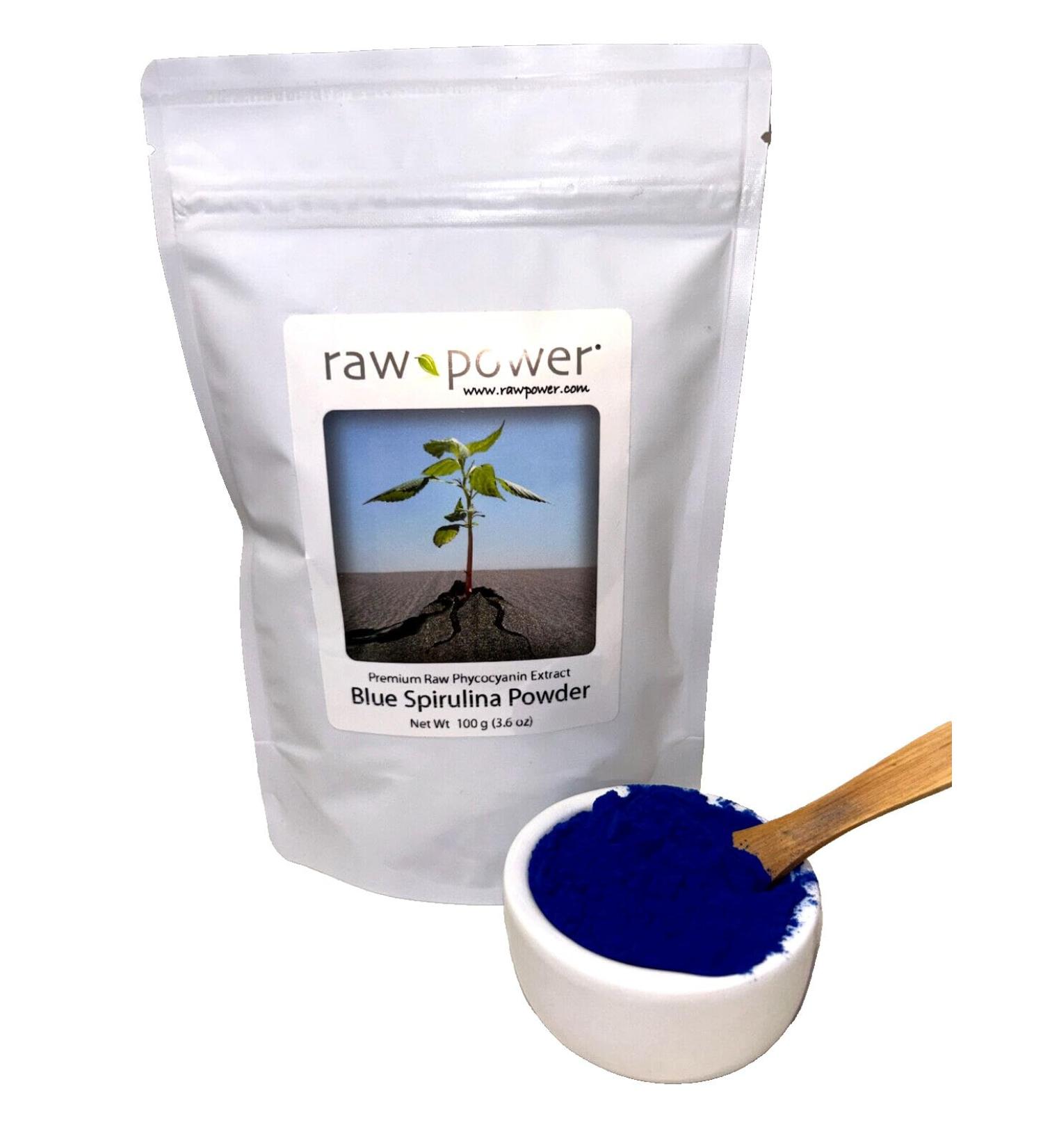 Raw Power Blue Spirulina Powder 100% Phycocyanin Extract Blue Pigment 100 Grams (3.6 oz) Premium Raw