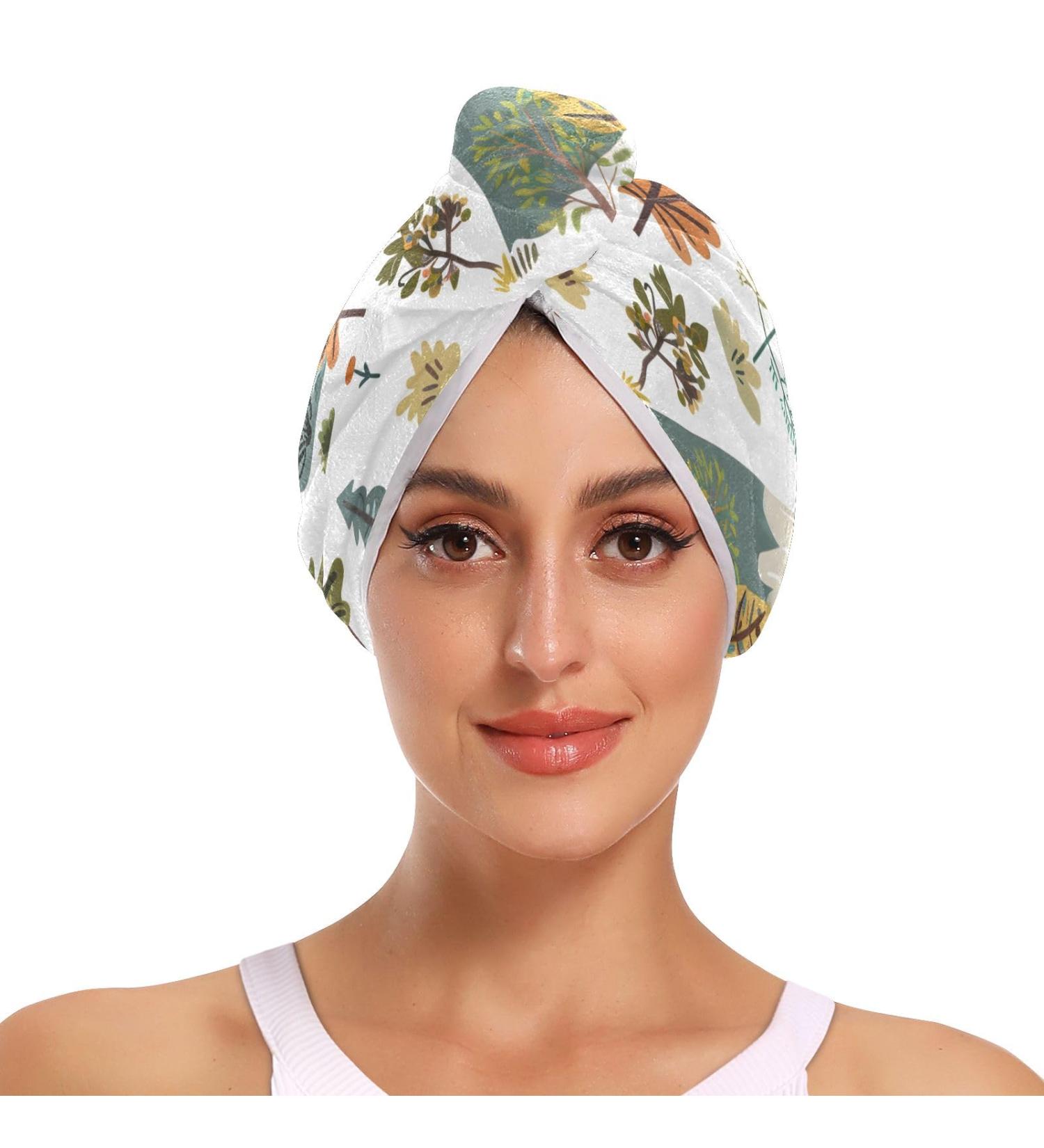 Buy Road Trip Wild Nature Hair Towel 2 Pack - Super Absorbent Quick Dry Hair Turbans for Women & Girls | Perfect Travel & Home Use - Buy Online on GoSupps.com