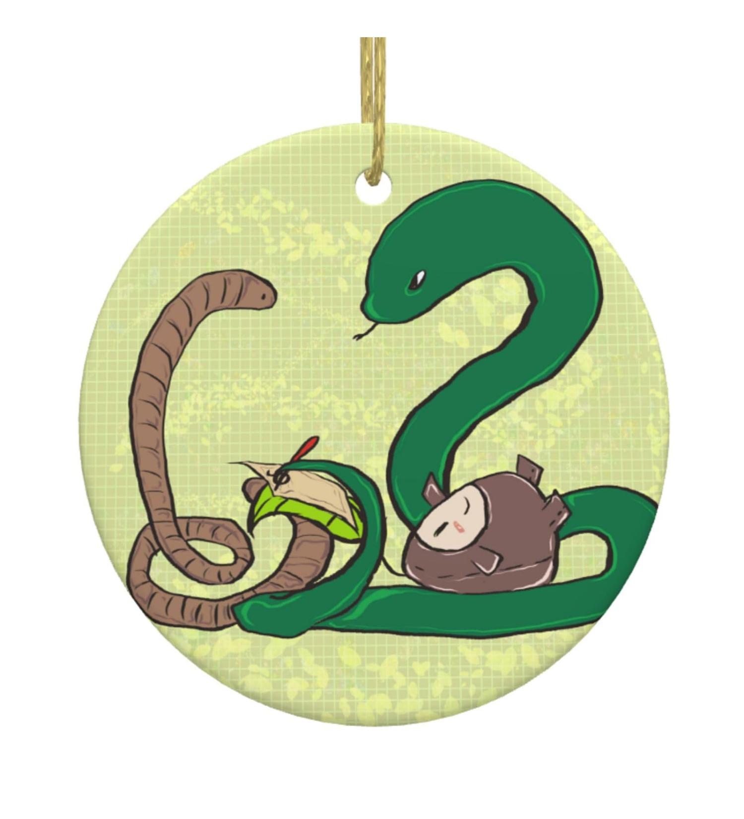 YYHHAOFA Sunflower Seeds Earthworm Snake Picture Christmas Ceramic Round Pendant Decoration - Festive Hanging Ornament for Stores and Homes -2.9 in - Buy Online on GoSupps.com