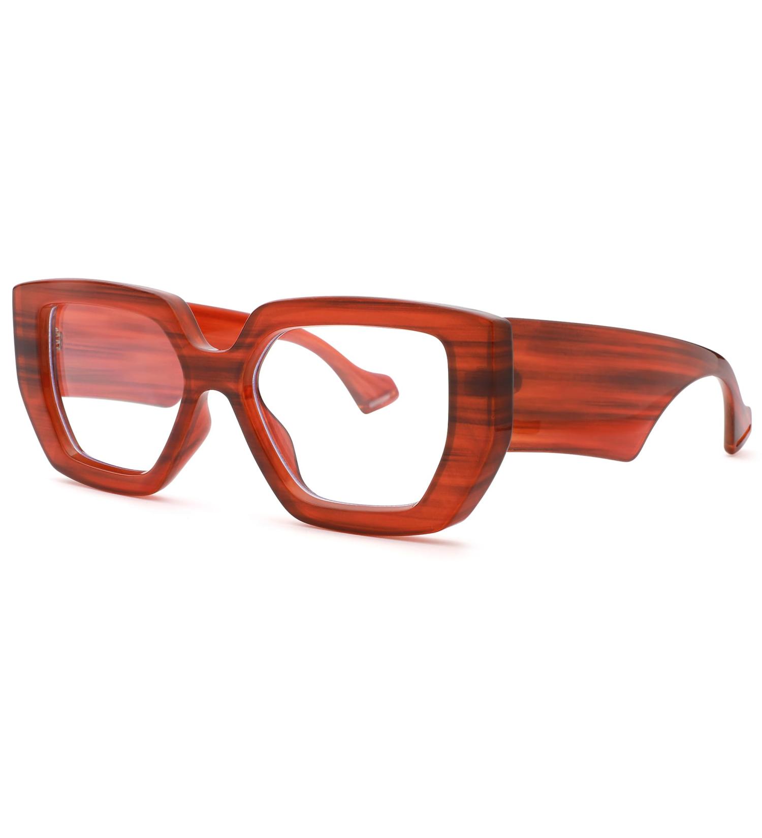 NULOOQ Blue Light Glasses for Women - Fashion Thick Frame Oversized Square Eyeglasses | Red 53mm | Protect Your Eyes Online - Buy Online on GoSupps.com