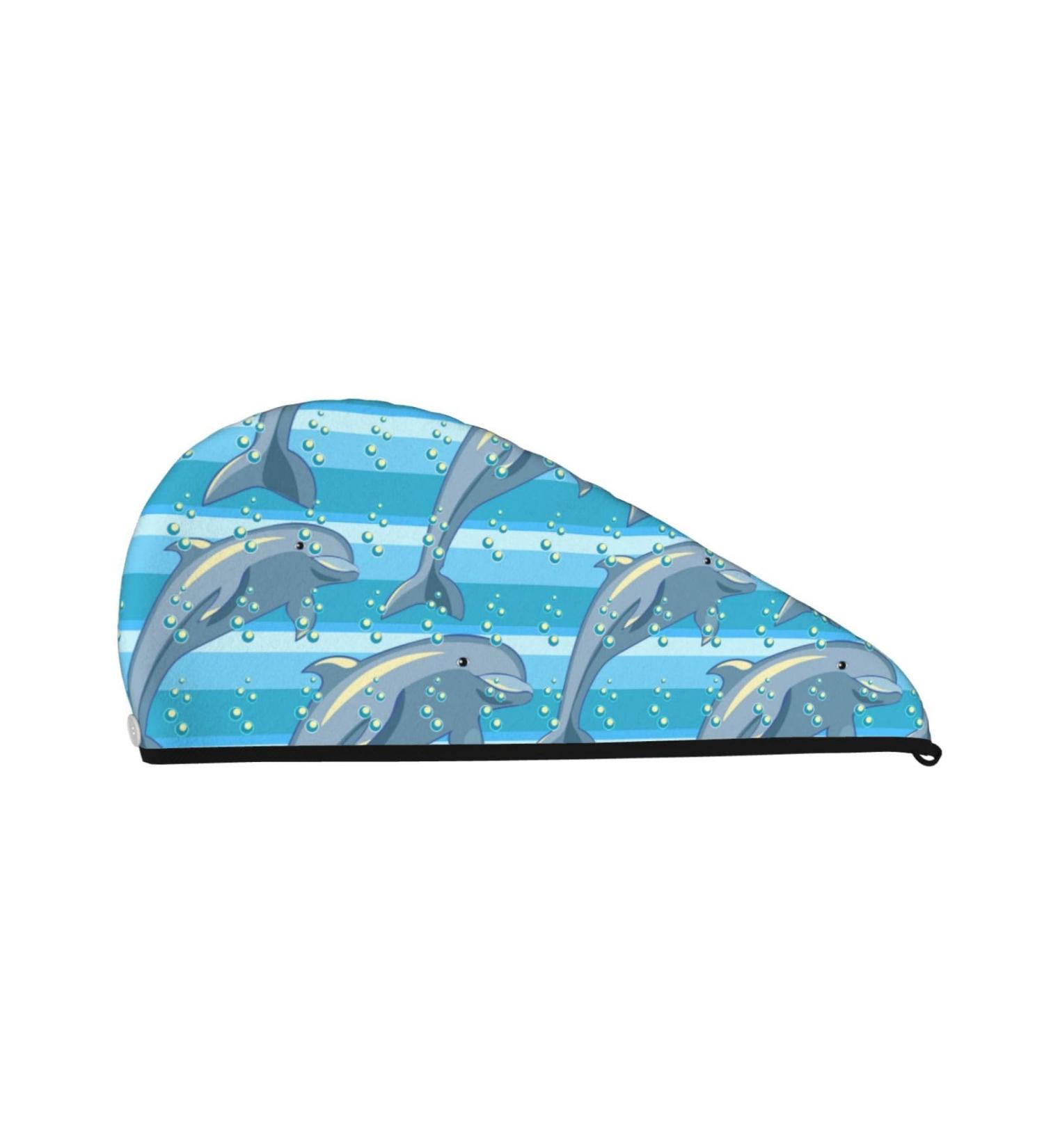 Premium Hair Towel Wrap - Quick Drying Towel Turban with Button | Best Hair Drying Solution (Dolphin - Buy Online on GoSupps.com