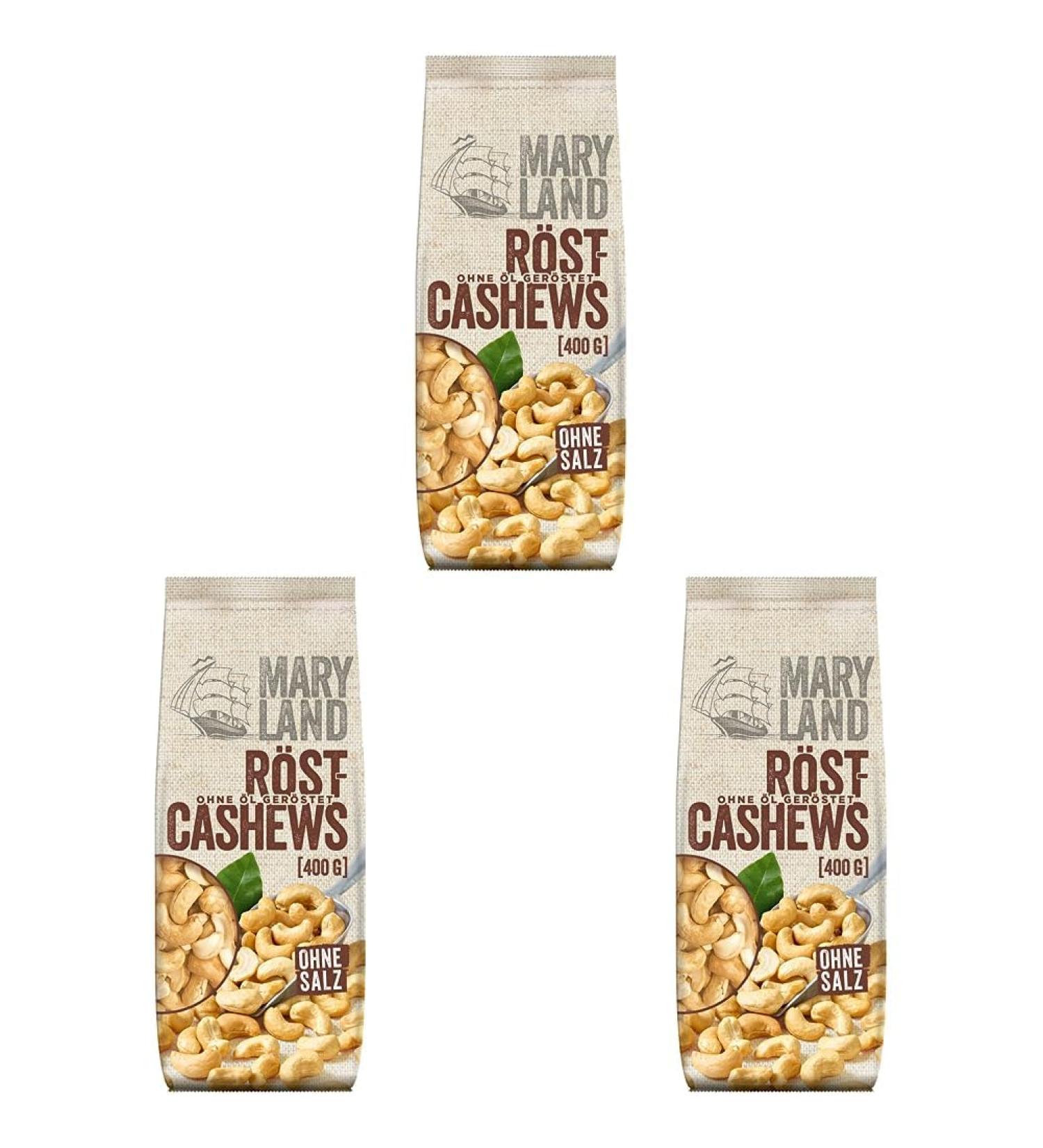 Buy Maryland R st-Cashews 400G - Oil-Free Crisp Cashew Nuts from Germany (3 Pack) | Unique Aroma & Flavor - Buy Online on GoSupps.com