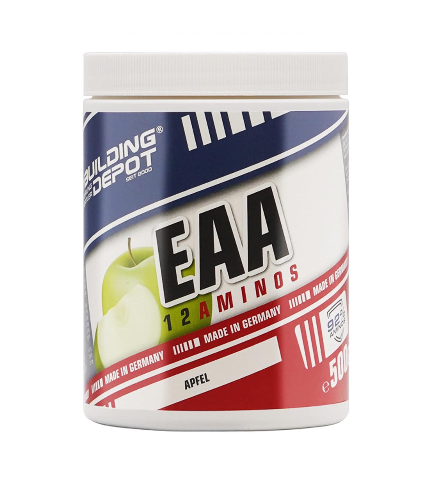 Bodybuilding Depot EAA Powder 500g - Vegan Apple Flavor | All Essential Amino Acids | High Concentration EAAs for Optimal Performance - Buy Online on GoSupps.com