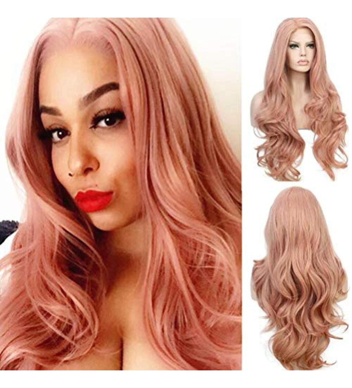 Buy BGHJUE Ms Rose Gold Front Lace Wig | Fluffy Long Curly Hairpieces for Face Coverage - International Shipping - Buy Online on GoSupps.com
