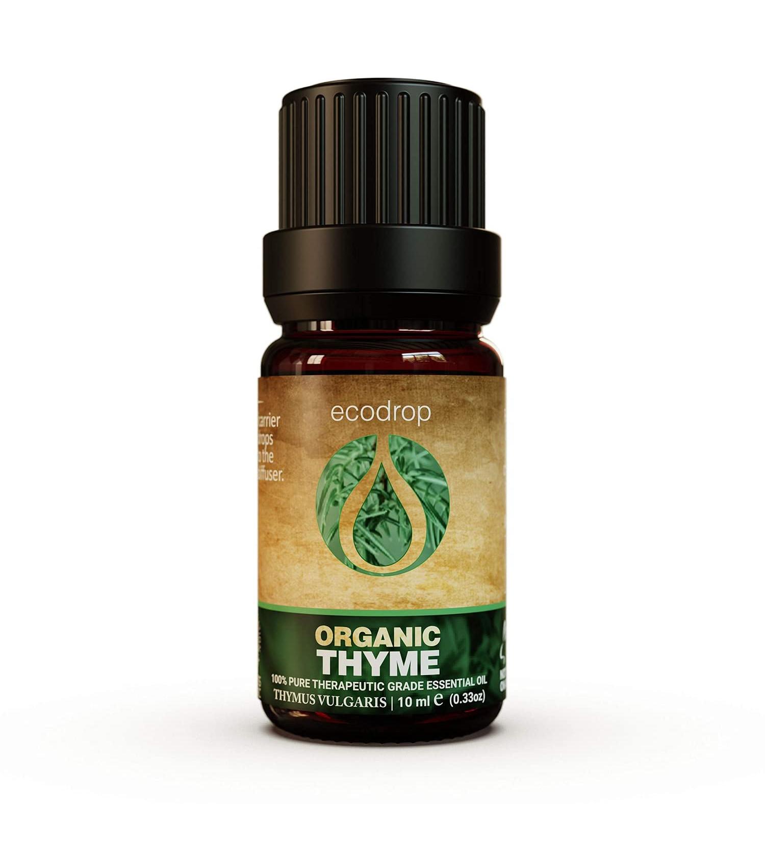 Organic Thyme Essential Oil 10ml - 100% Pure Spanish, Cosmos Certified & Therapeutic Grade for Aromatherapy | Free E-Book - Buy Online on GoSupps.com