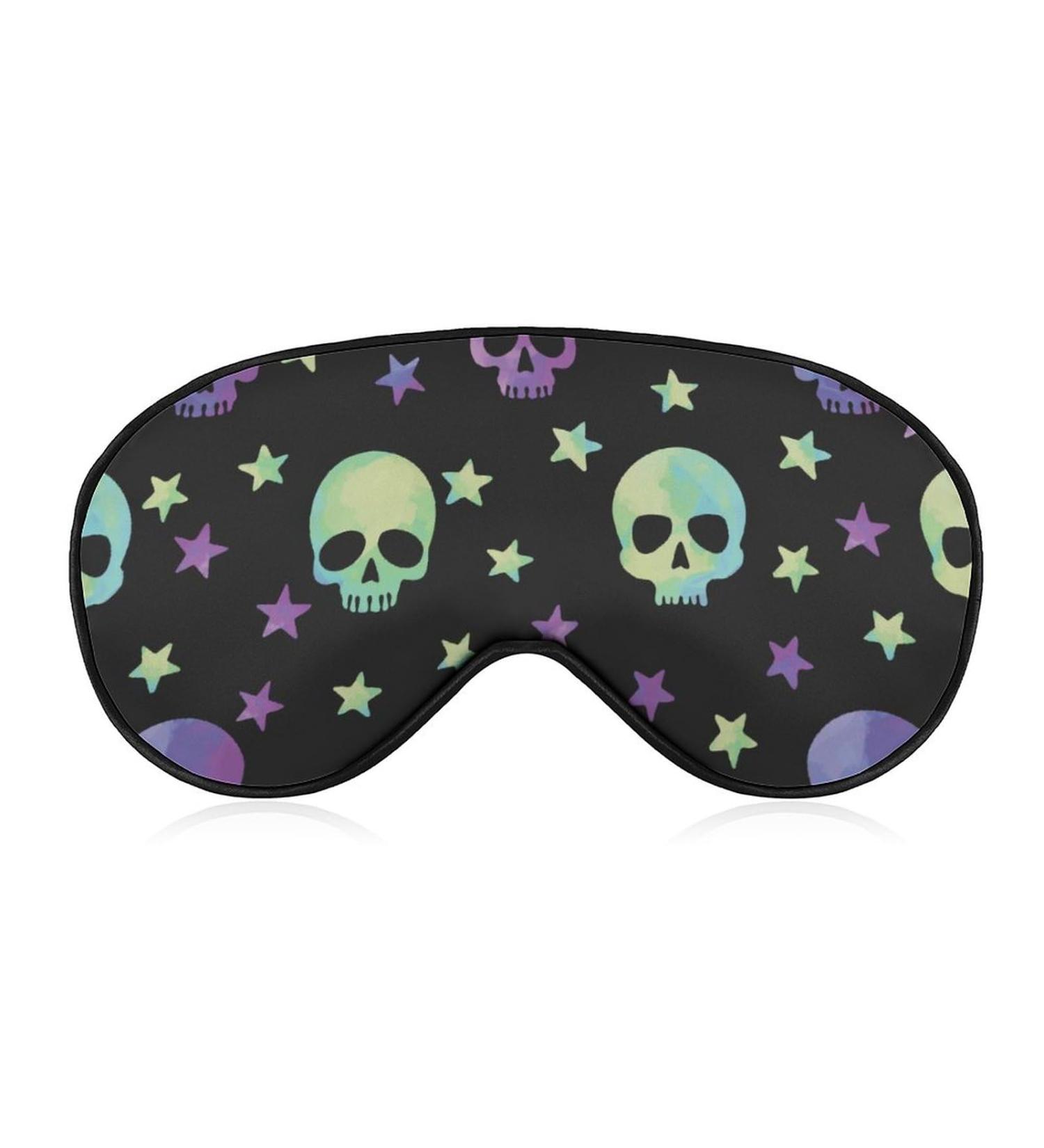Neon Skulls Starry Night Sleep Mask - Adjustable Eye Cover for Men & Women - Blocks Light for Night Travel & Nap - Buy Online on GoSupps.com