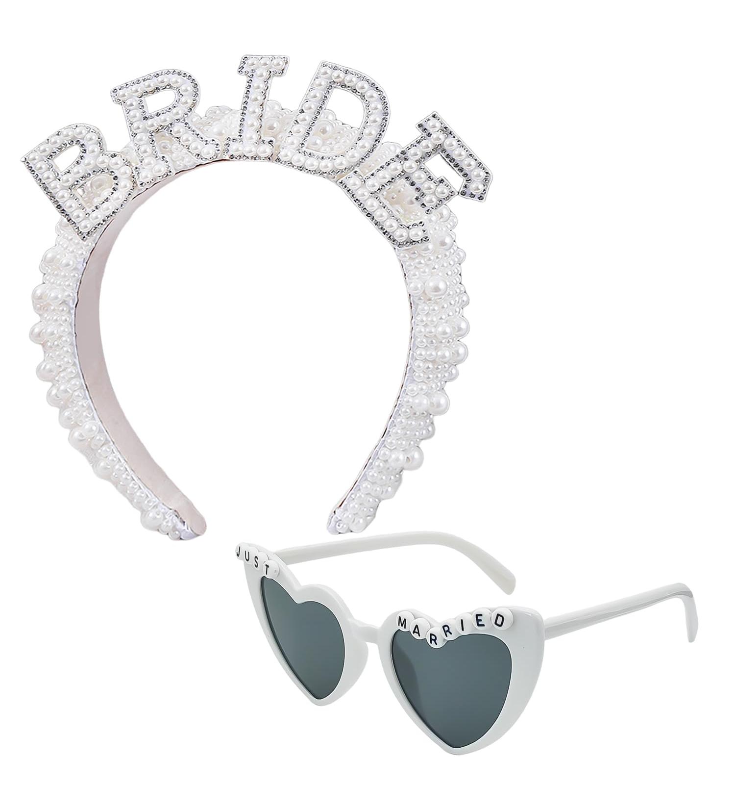 1 Piece Of Bridal Pearl Headband 1 Piece Of Wedding Sunglasses "Bride" Pearl Headband Diamond Headband Bachelorette Party Headband Bridal Crown Headband Wedding Headpiece - Buy Online on GoSupps.com